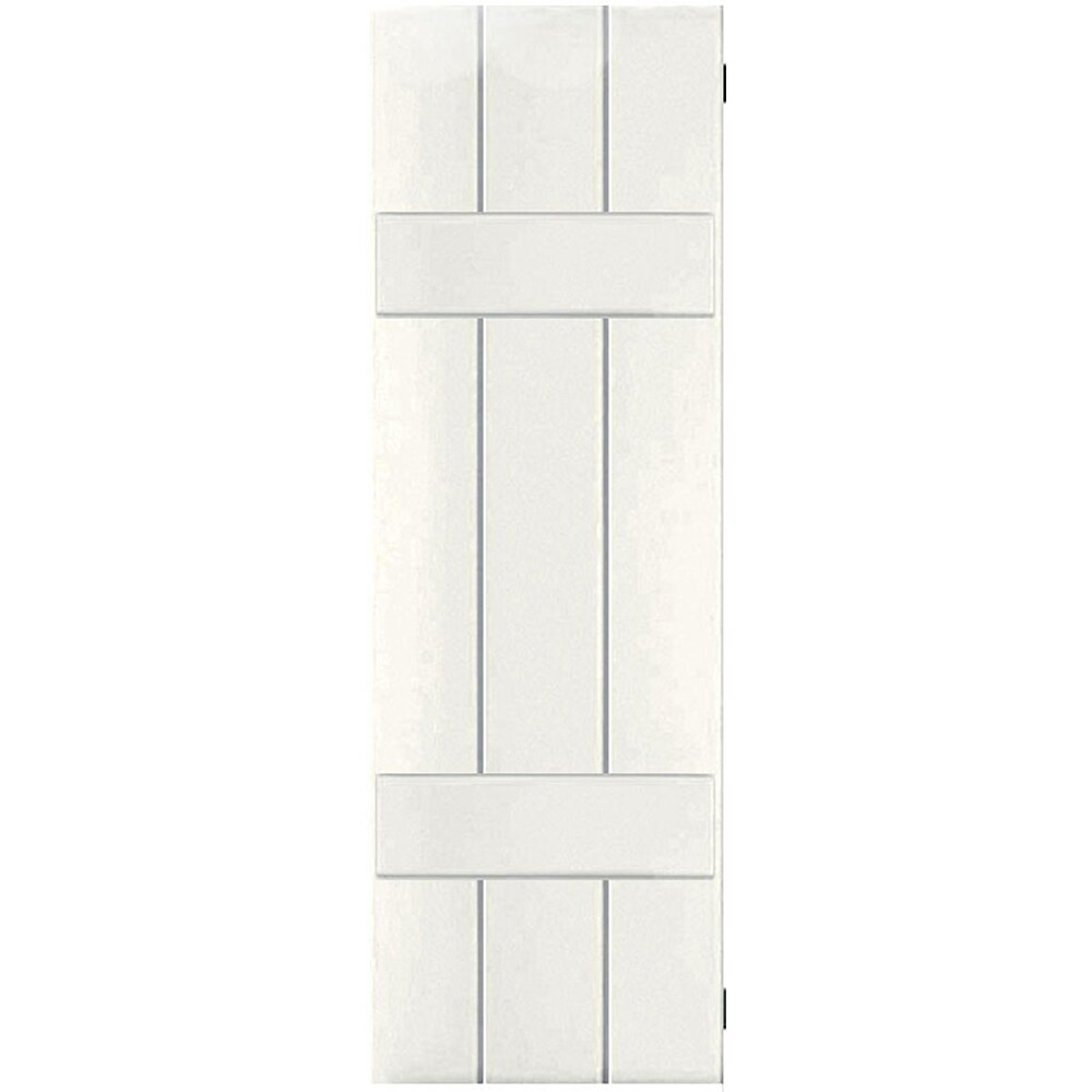 Ekena Millwork RWB12X058WHW 12-in W x 58-in H White Paintable/Stainable Board and batten Wood Exterior Shutters ( 2 -Pack )
