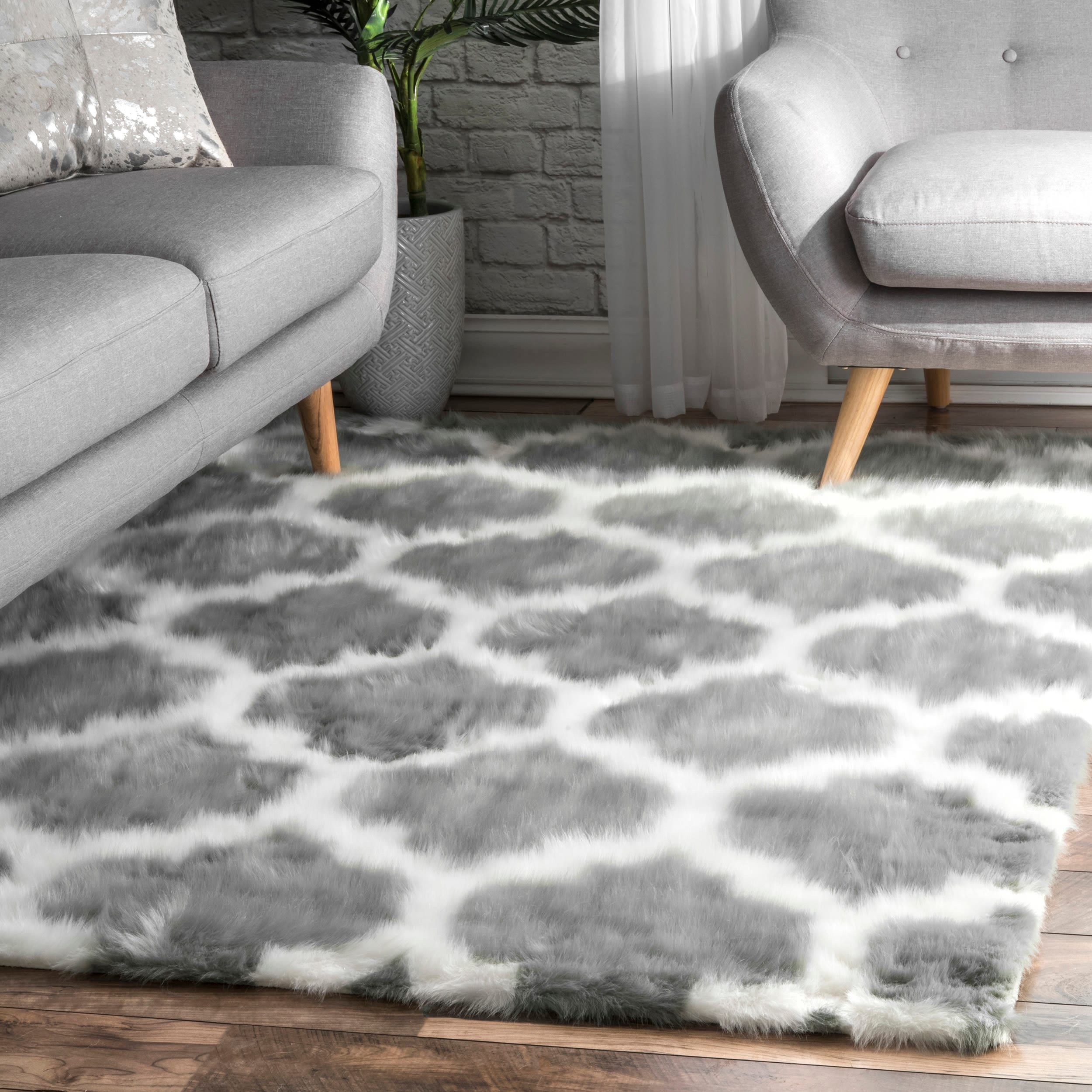 nuLOOM BIBL25D-709 Precious 7 x 9 (ft) Loomed Synthetic Grey Rectangular Indoor Geometric Global Area rug