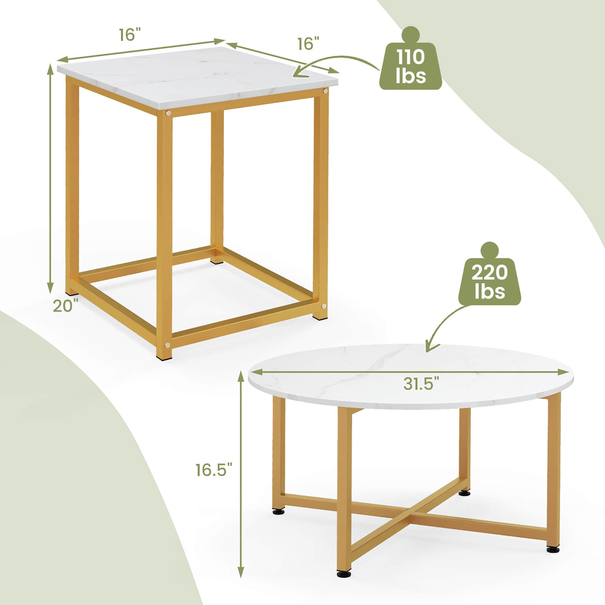 Costway HCST03465 Coffee-Tables - View #2