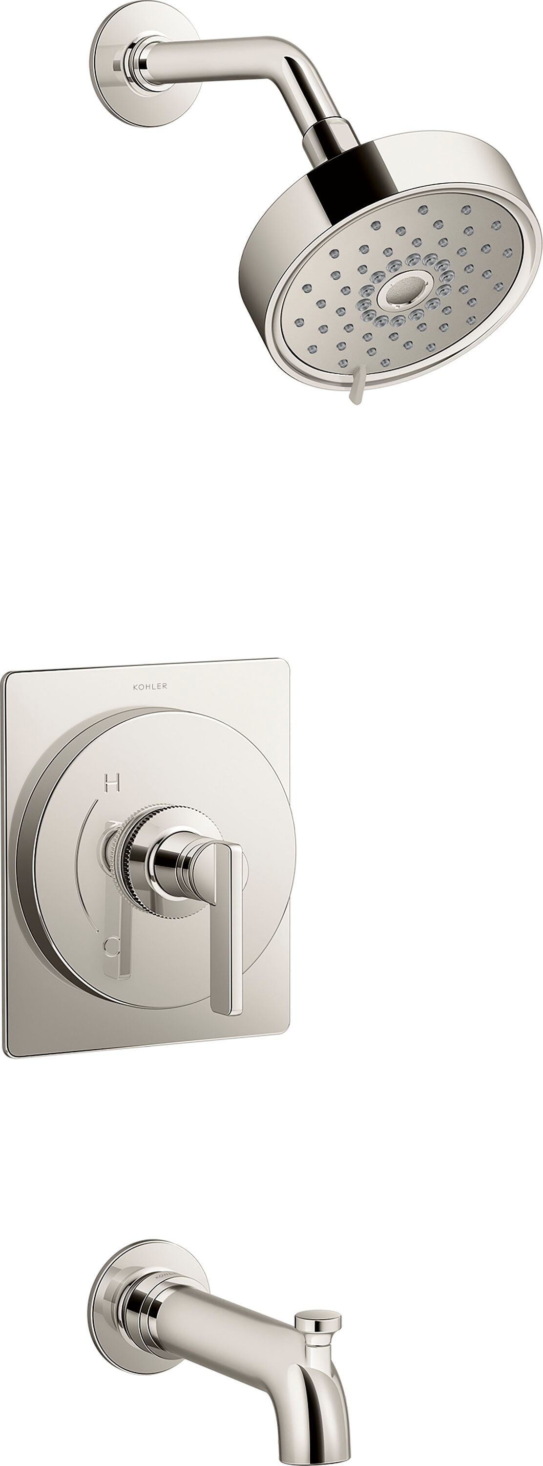 KOHLER TS35917-4G-SN Castia by Studio McGee Vibrant Polished Nickel 1-handle Multi-function 5.5-in Round Bathtub and shower Faucet