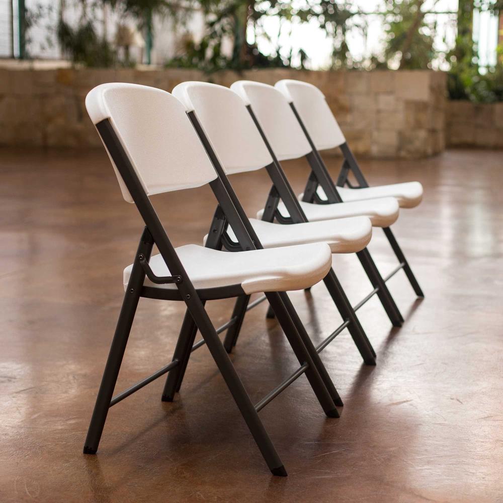 LIFETIME PRODUCTS 4-Pack White Granite Standard Folding Chair with Solid  Seat (Outdoor) at