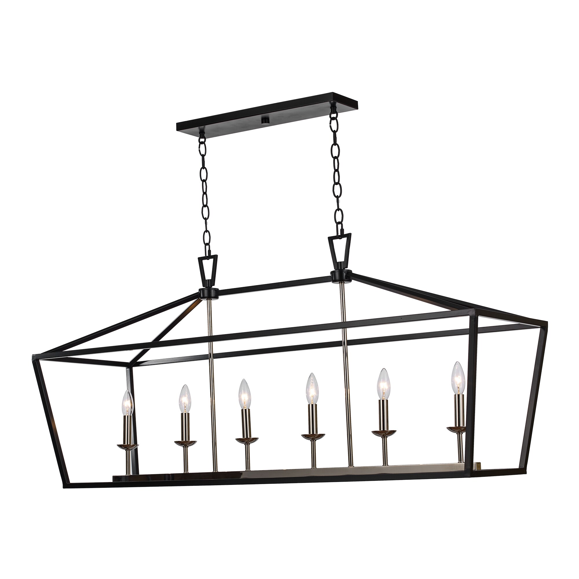 Trans Globe Lacey 6-Light Polished Chrome and Black Rustic Linear ...