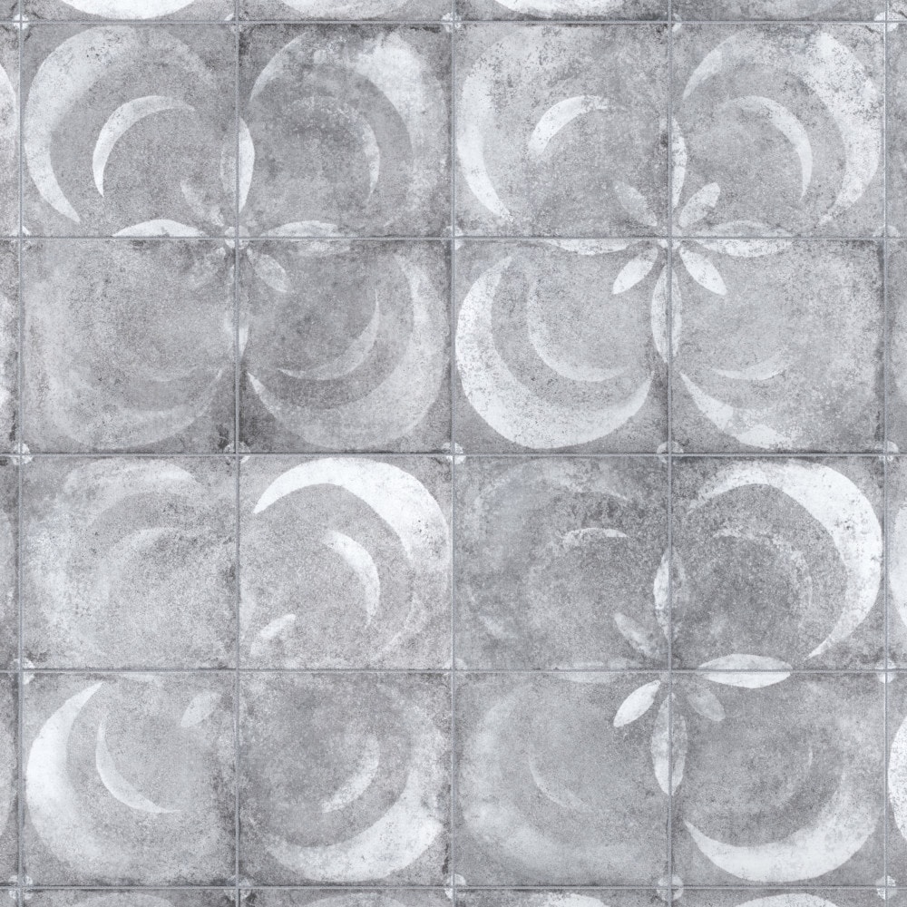 Vendome 18" Gray and White Porcelain Vintage Tile