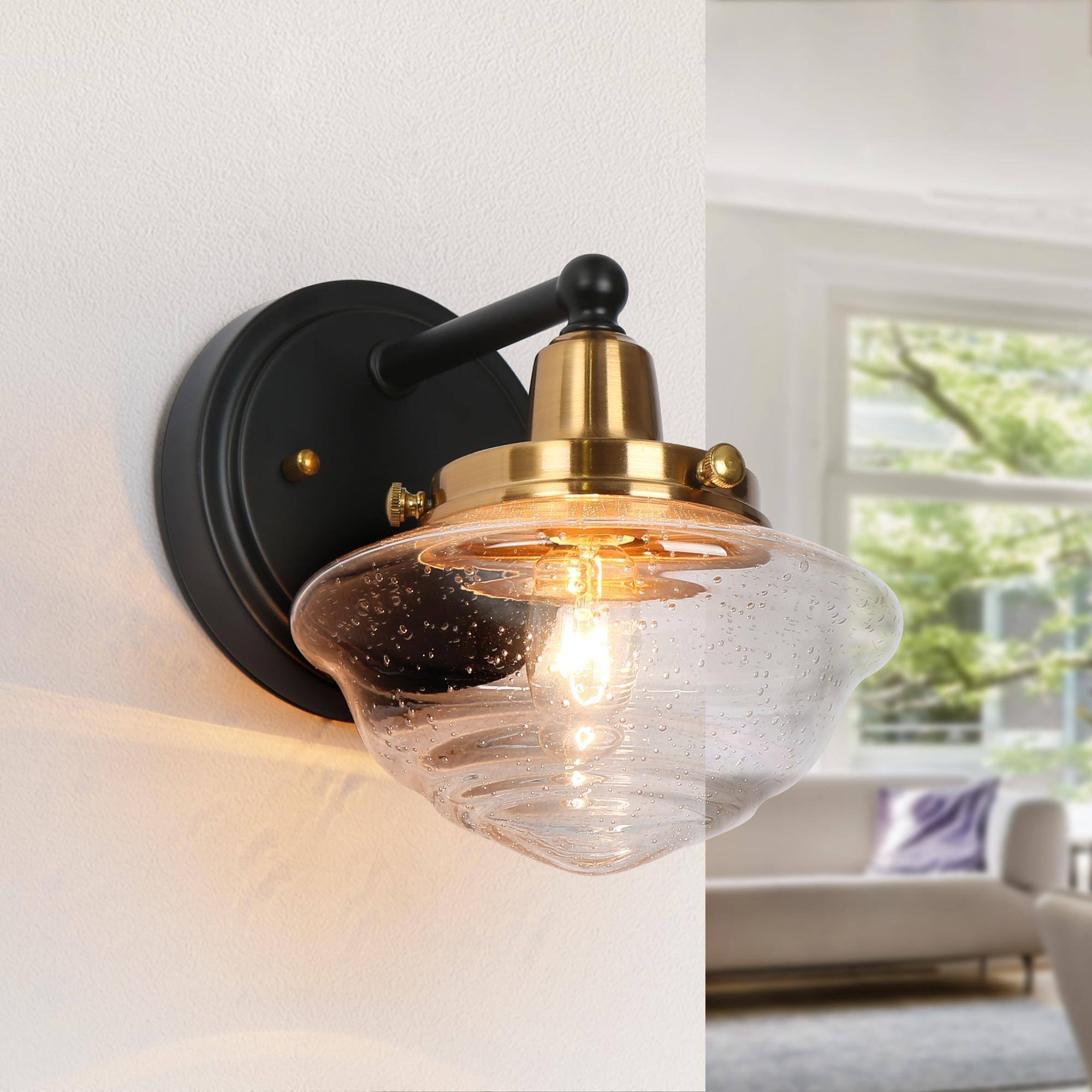 ZEVNI L3Q3QVREW50W1SU8 Derron 6.5-in W 1 -Light Matte Black Wall Sconce