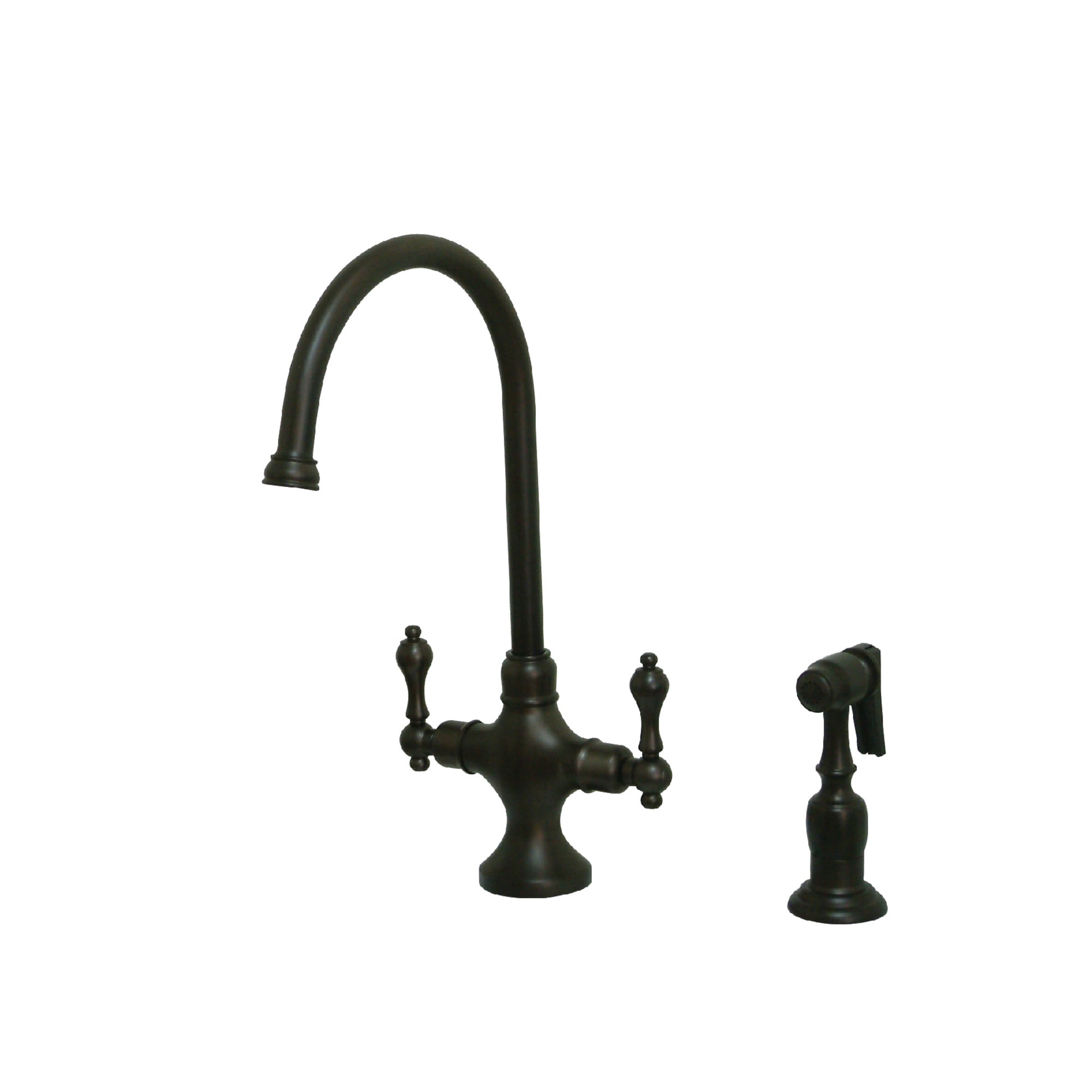 Elements of Design St. Louis Oil-Rubbed Bronze 2-Handle Deck-Mount High-Arc Handle Kitchen Faucet (Deck Plate Included)