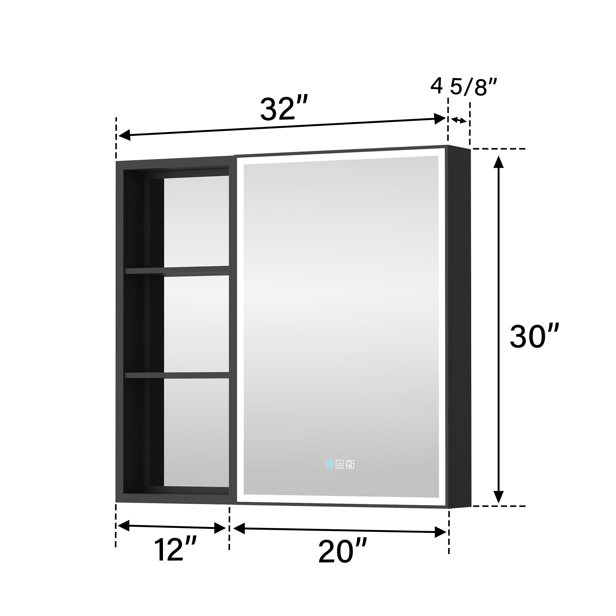 WELLFOR W12MCL2030R-MC Bathroom-Medicine-Cabinets - View #3