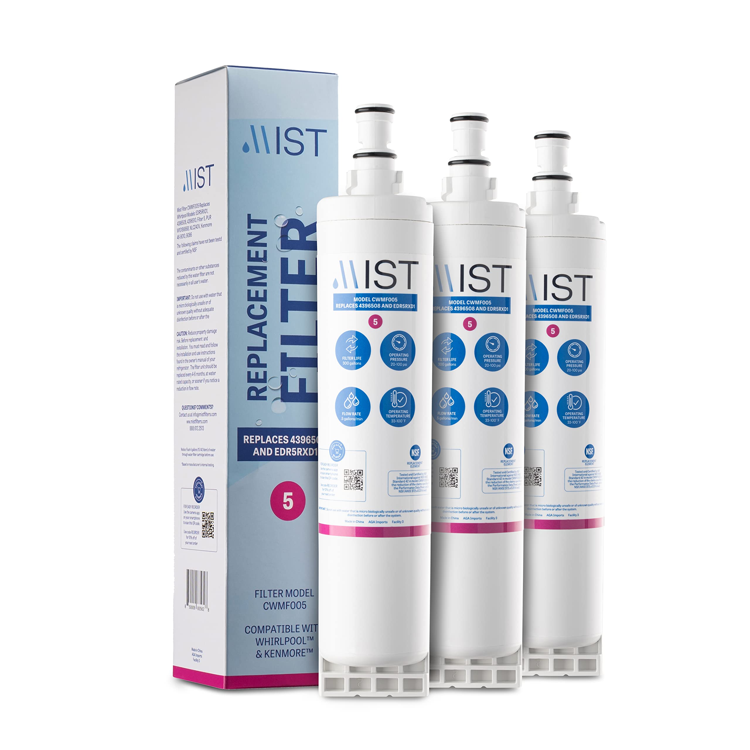Mist CWMF305 Twist-in Refrigerator Water Filter FILTER 5 3 -Pack