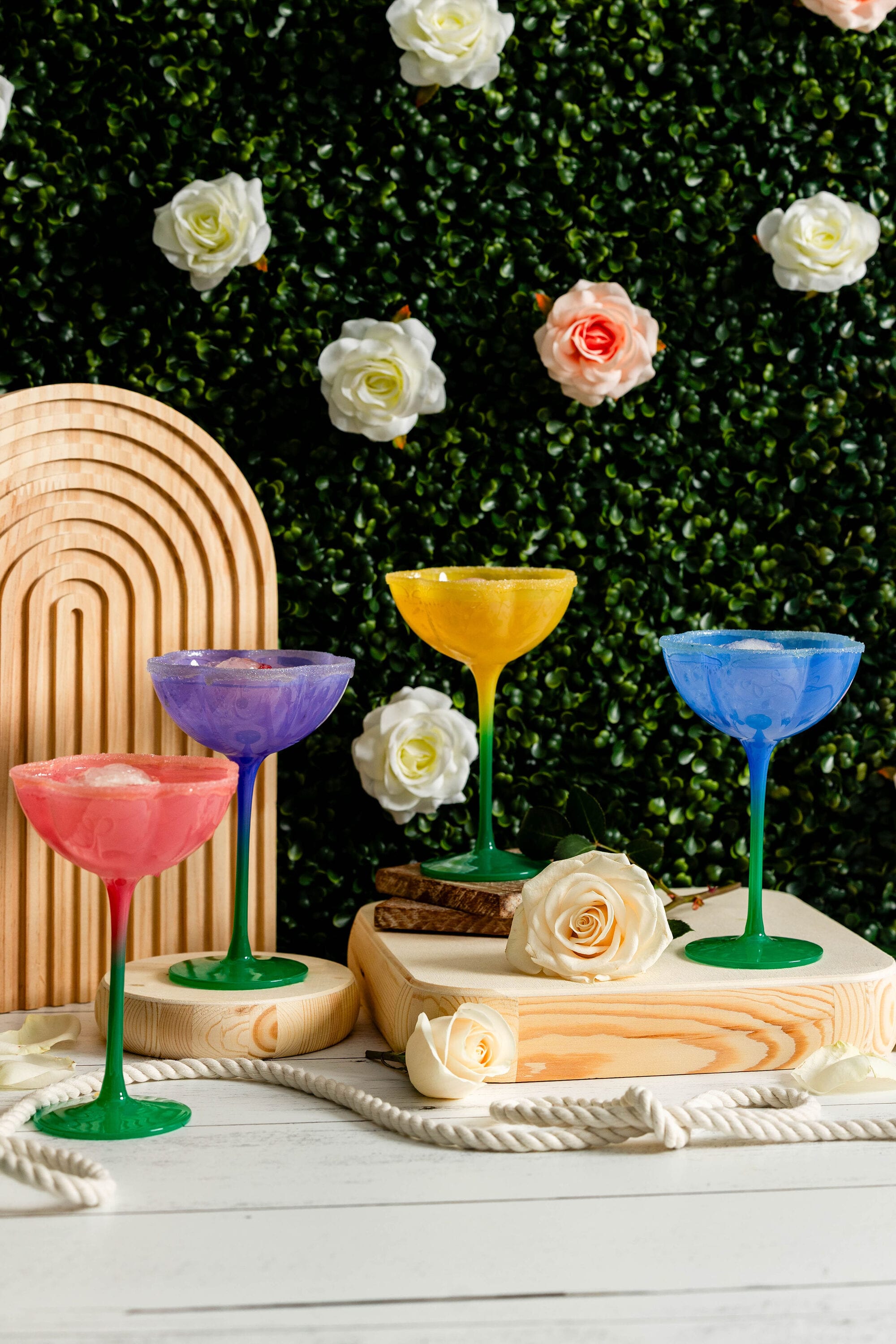 Lowe's Ombre Flower 5.74-oz Glass Coupe Assorted Colors (Set of 4)