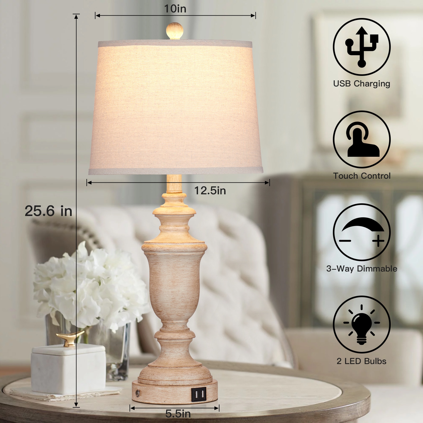 UrFurnishings TD-218 Table-Lamps - View #2