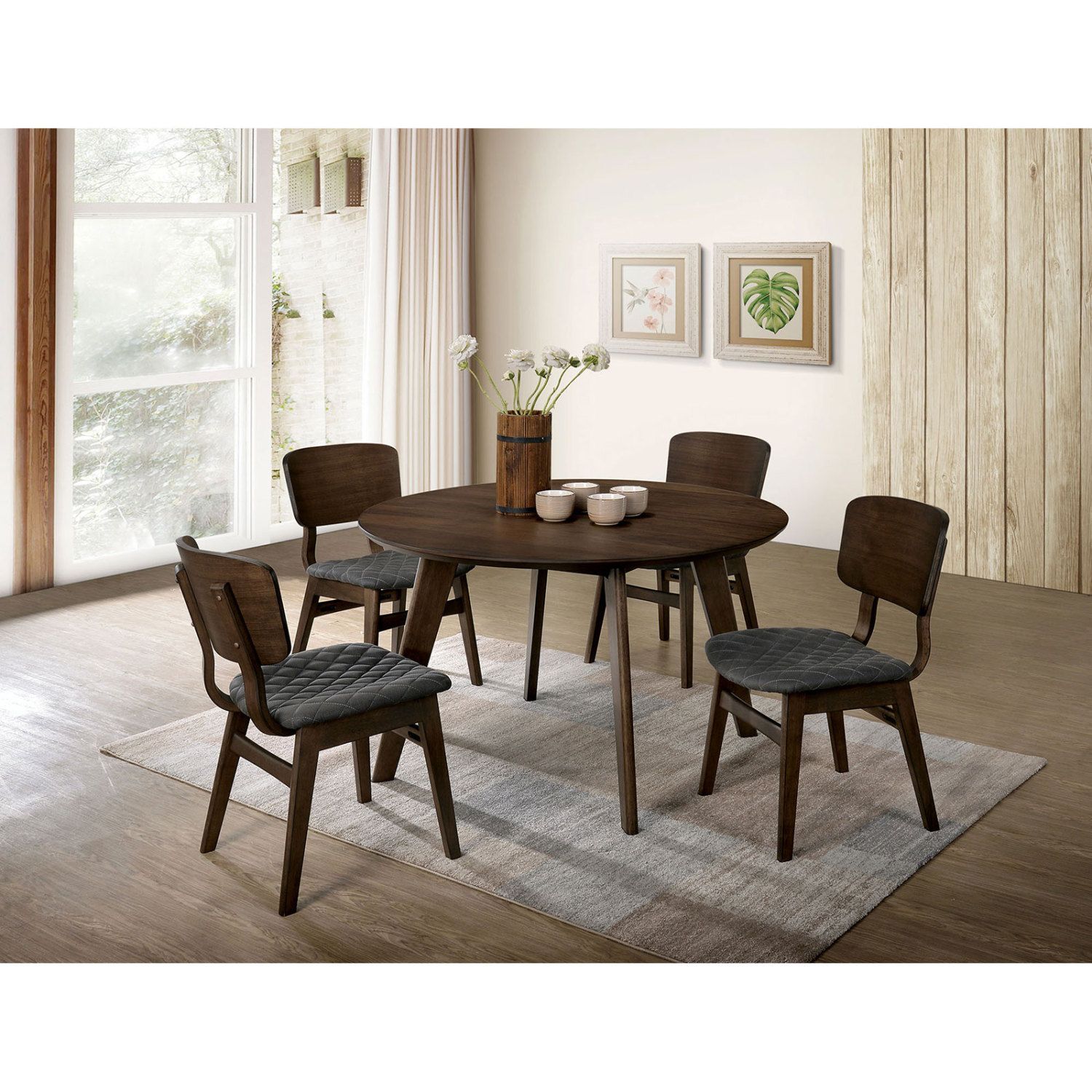 JASMODER B011S00268 Walnut Contemporary/Modern Dining Room Set with Rectangular Table (Seats 4)