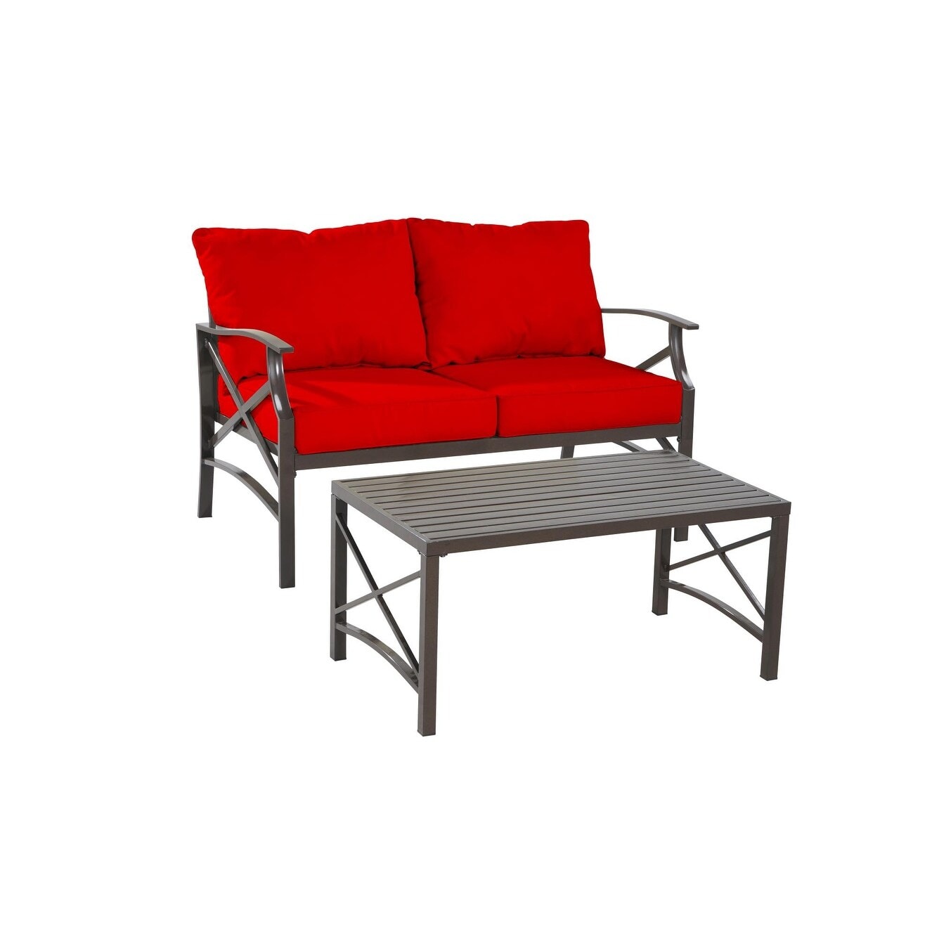 Saint Birch SBOCS001LSCTRD Luxi 2 -Piece Patio Conversation Set with Red Cushions