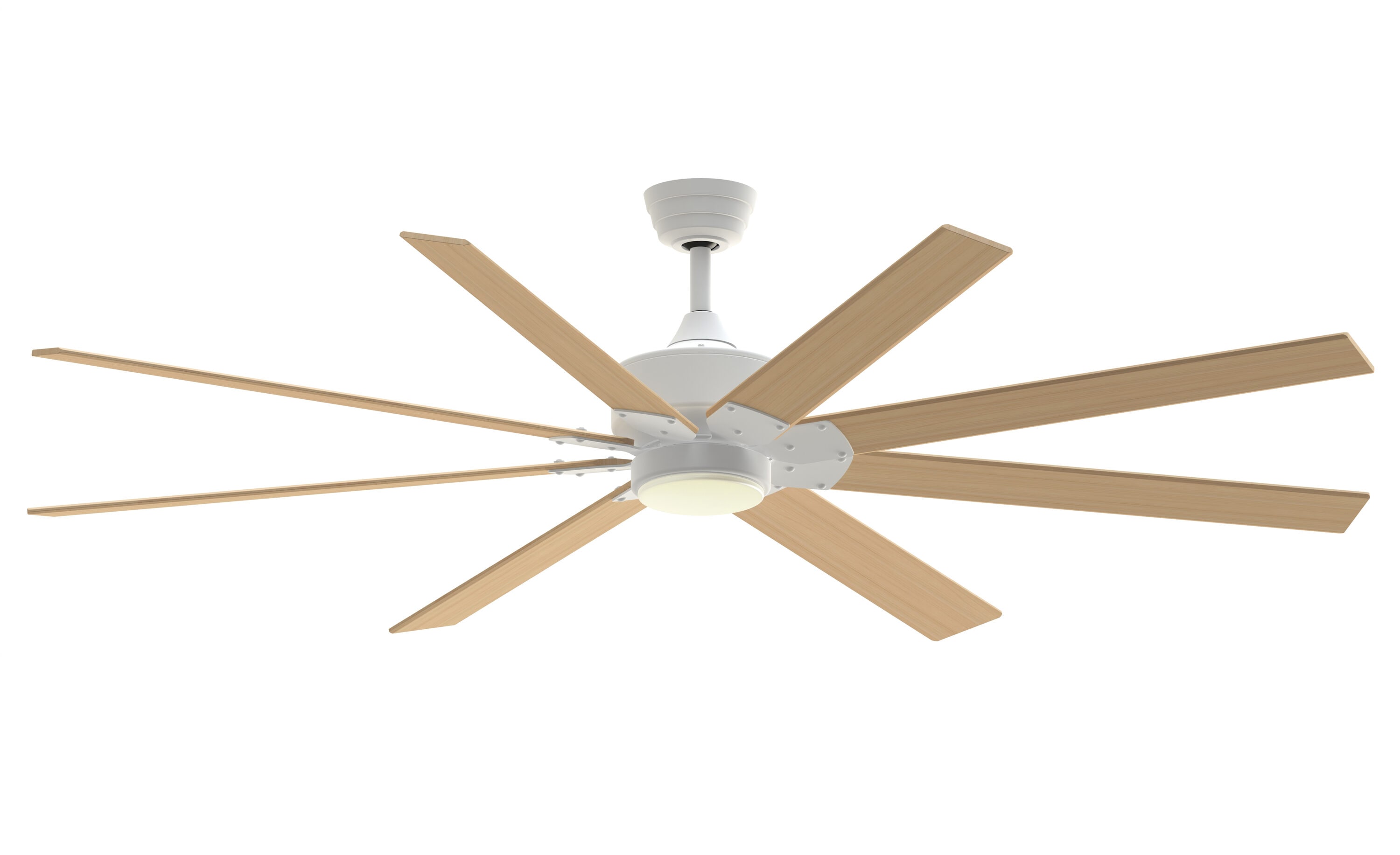 Fanimation Levon Custom 72-in Matte White with Natural Blades Color-changing Integrated LED Indoor/Outdoor Smart Ceiling Fan with Light and Remote (8-Blade) FPD7912BMW-72N-LK Sansujyuku sansujyuku.com