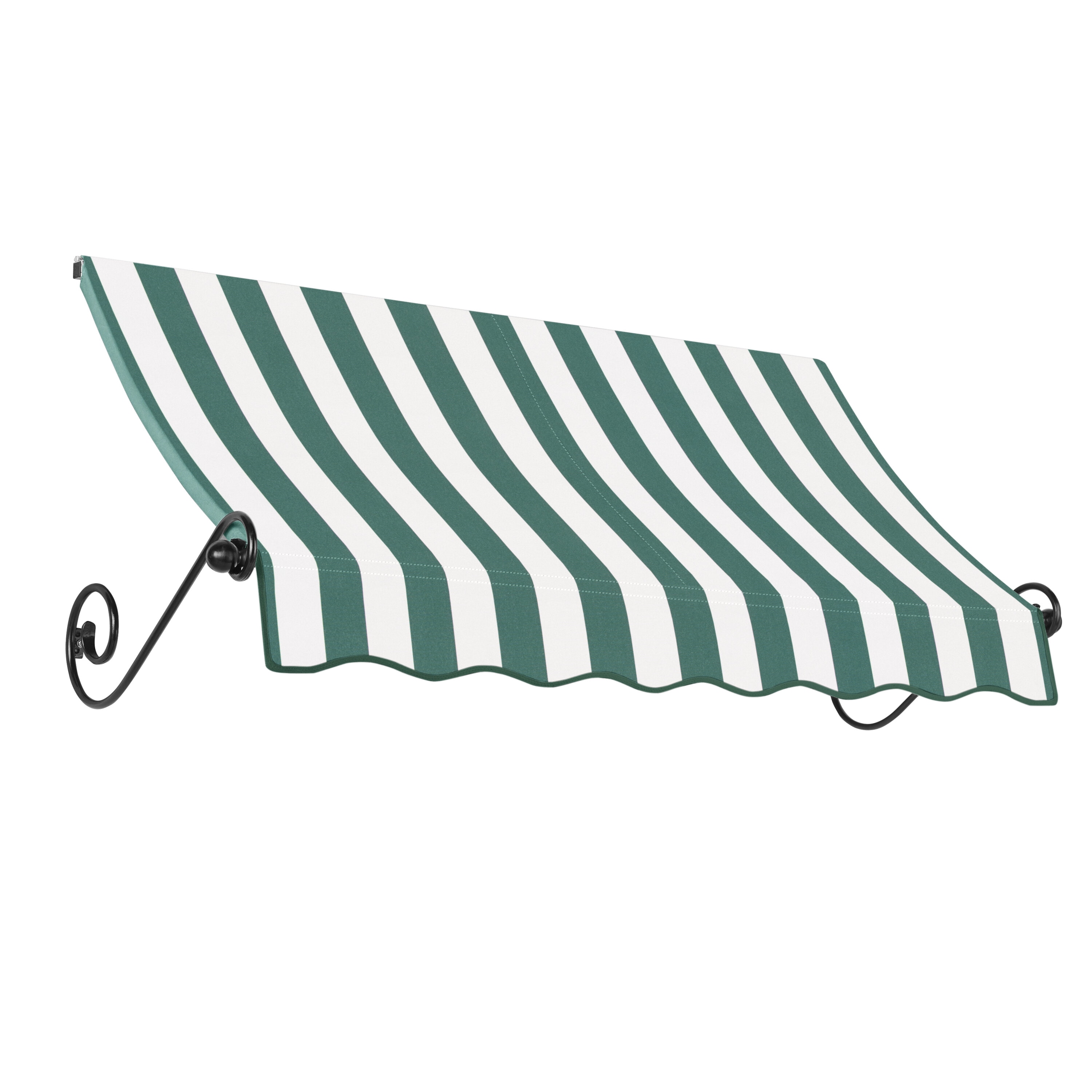 Awntech ECH23-L-8FW Charleston 100.5-in Wide x 36-in Projection x 24-in Height Fabric Forest/White Stripe Striped Fixed Window/Door Awning