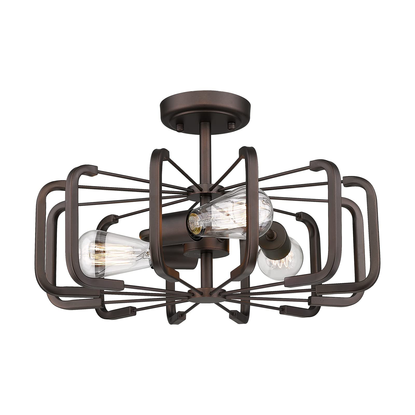 LTMATE LSGE247F ORB JAZAVA 3 -Light 17.7-in Oil-rubbed Bronze Semi Flush Mount Light