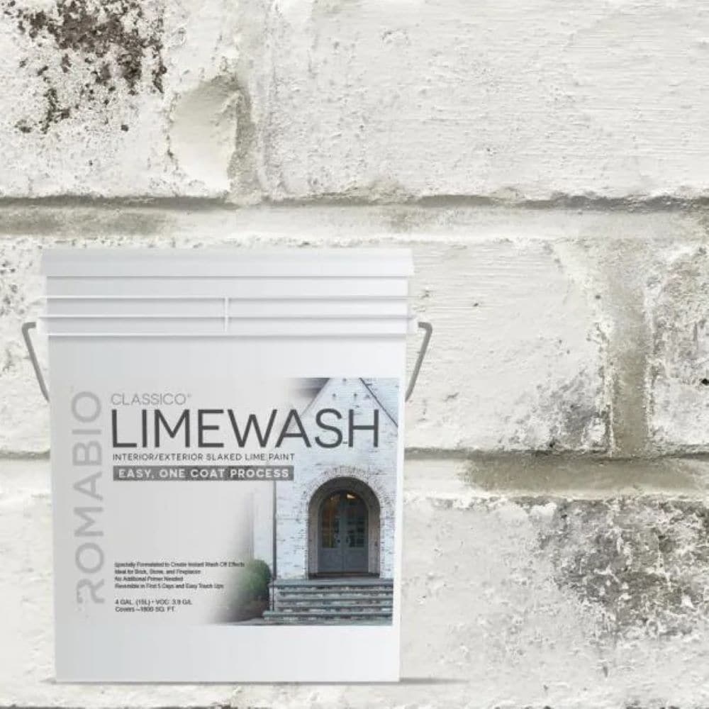 ROMABIO CLW-AVORIO-WB-15L Masonry Stucco Brick Flat Classico Limewash Avorio White Lime Interior/Exterior ( 15-liter )