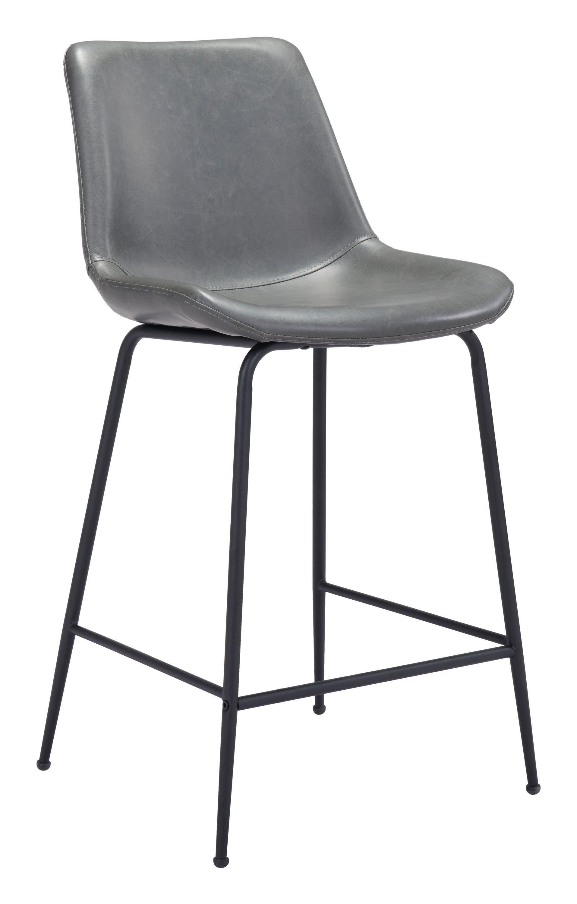 Zuo Modern 101775 Byron Gray 26.4-in H Counter height Upholstered Metal Bar Stool Back