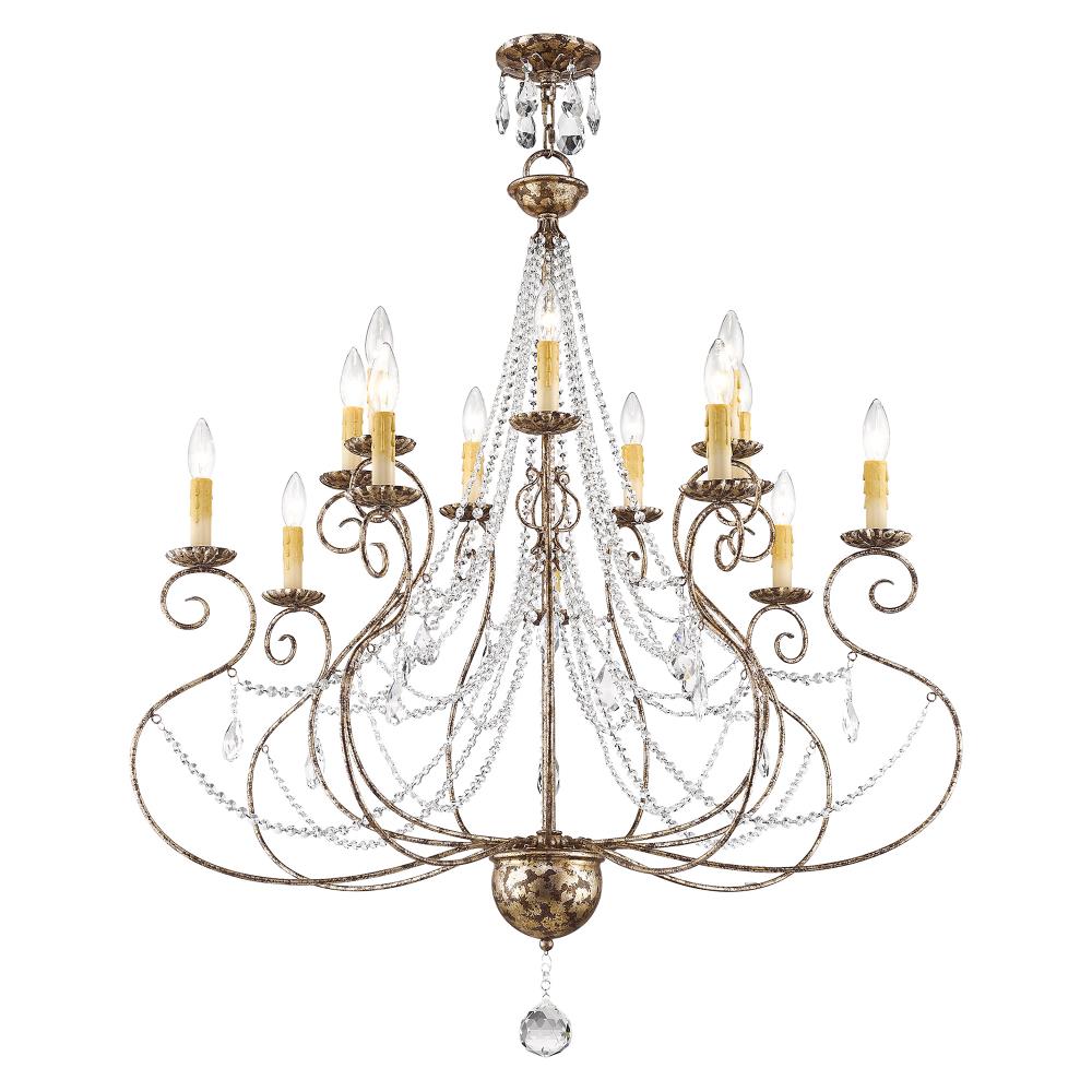 Isabella European Bronze 14-Light Crystal Chandelier