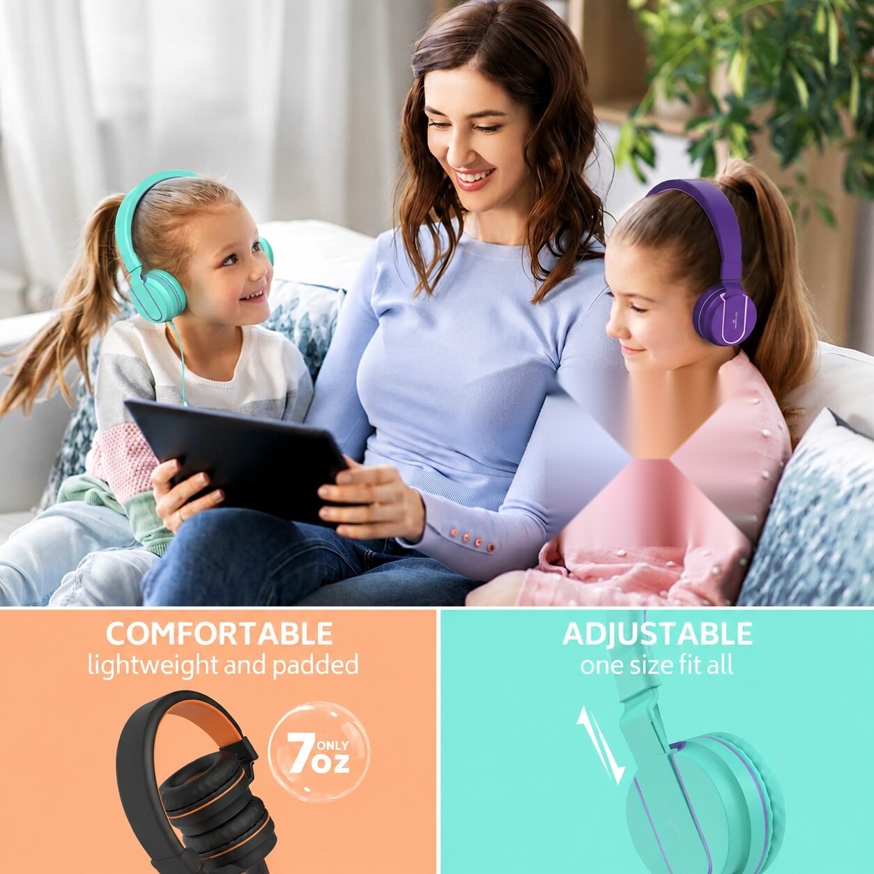 Etokfoks Kids On Ear Wired Headphones Bulk Classroom Pack With Microphone 93dB Volume Limit 40mm Drivers And 3 5mm Jack Foldable Design #LETXAWZOC