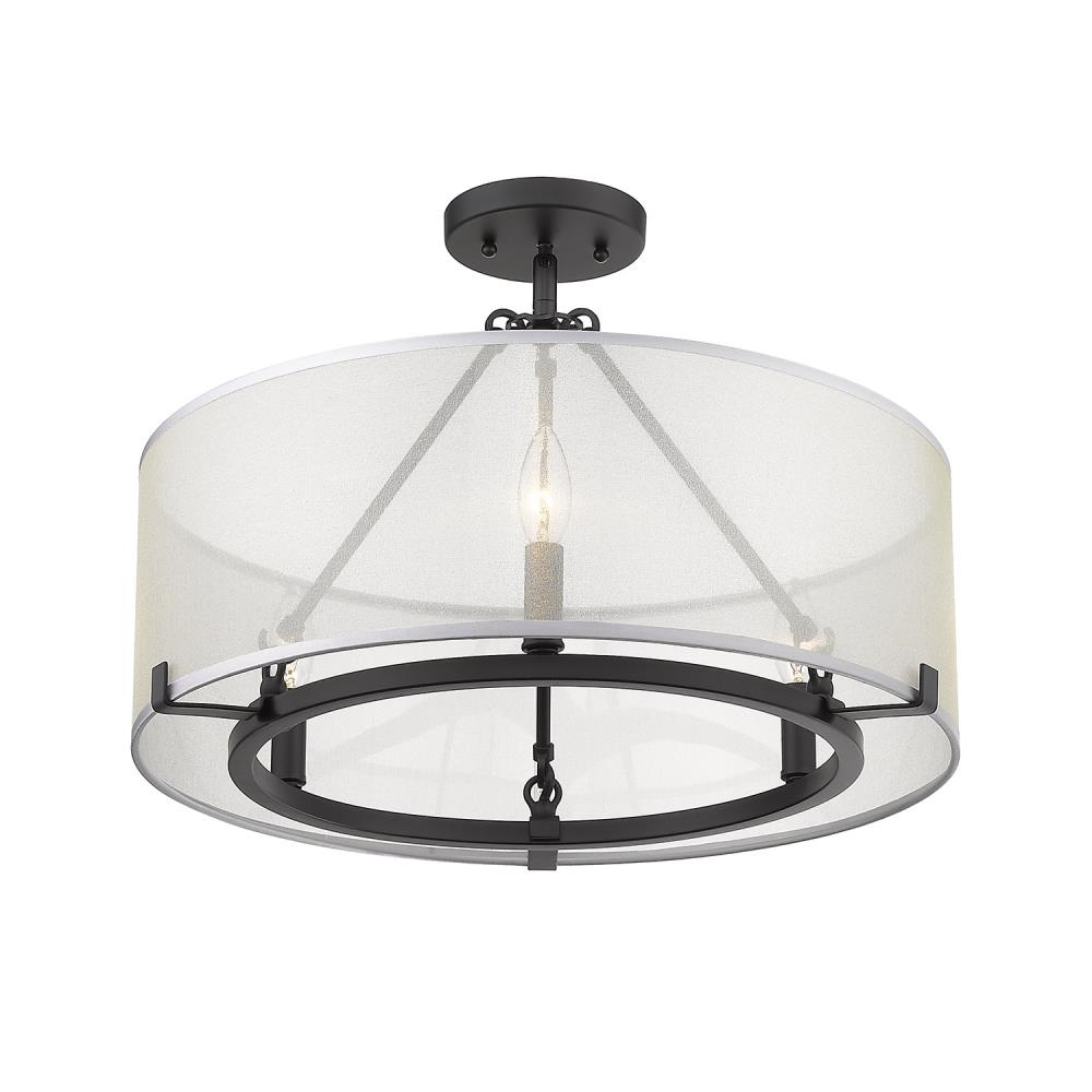 Golden Lighting 5019-3SF BLK Alyssa 3-Light 20.375-in Matte Black Semi-Flush mount light