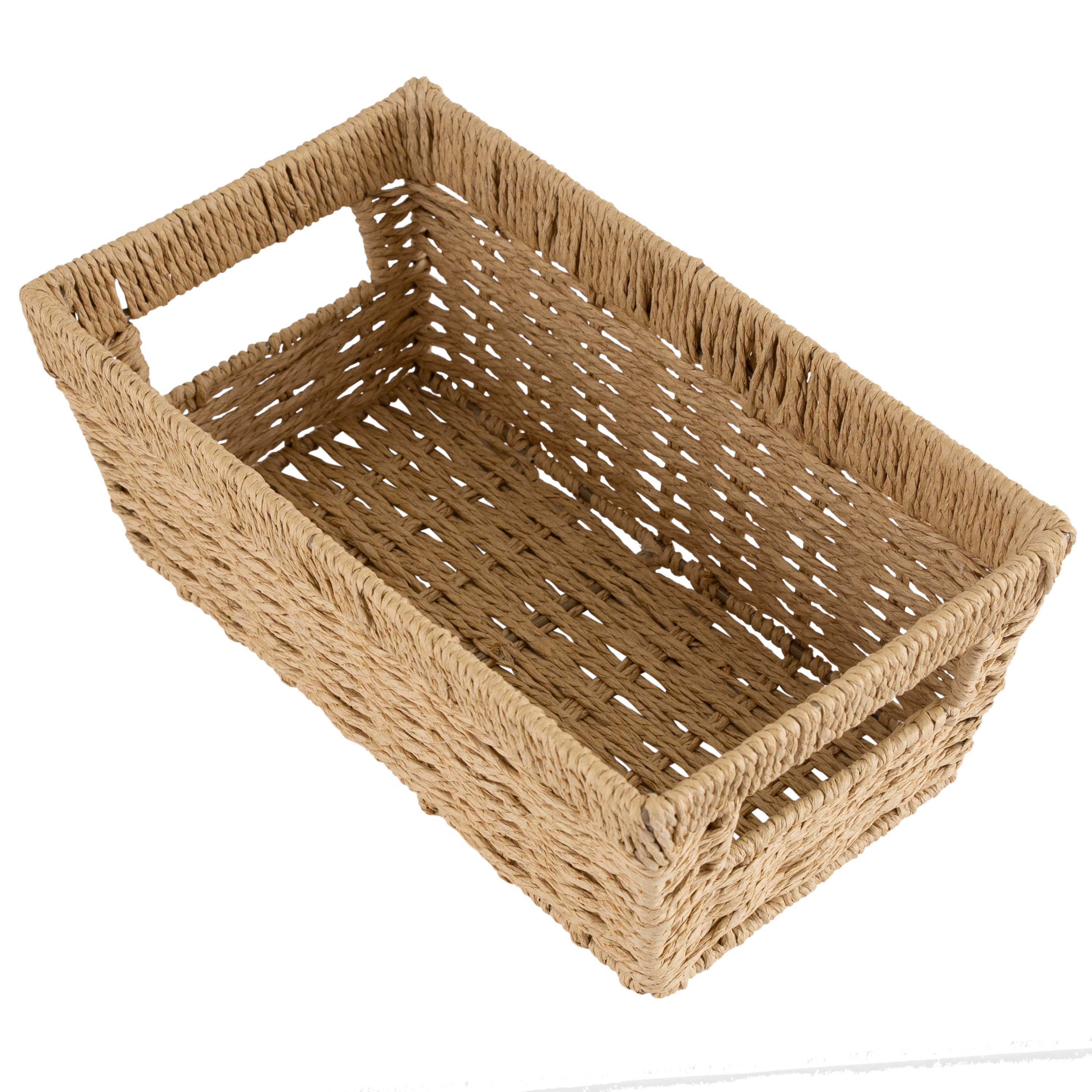 Natural Beige Paper Rope Rectangular Storage Basket