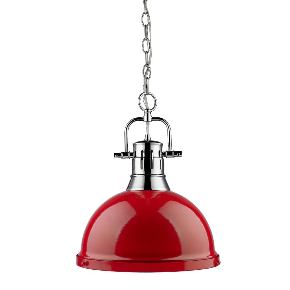 Golden Lighting 3602-L CH-RD Duncan 1 -Light Chrome Transitional Dome Medium Hanging Pendant light