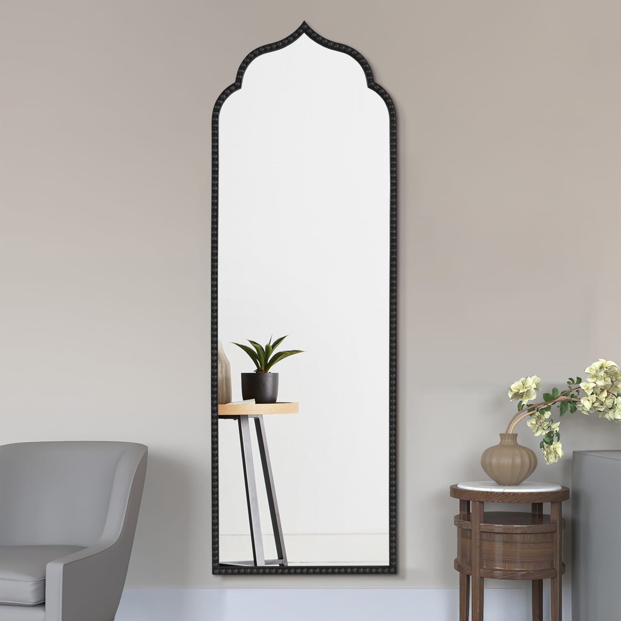 Dovelina LS-A-MR05086 24-Inches W x 36.0-Inches H Arch Black Framed Full Length Wall Mirror