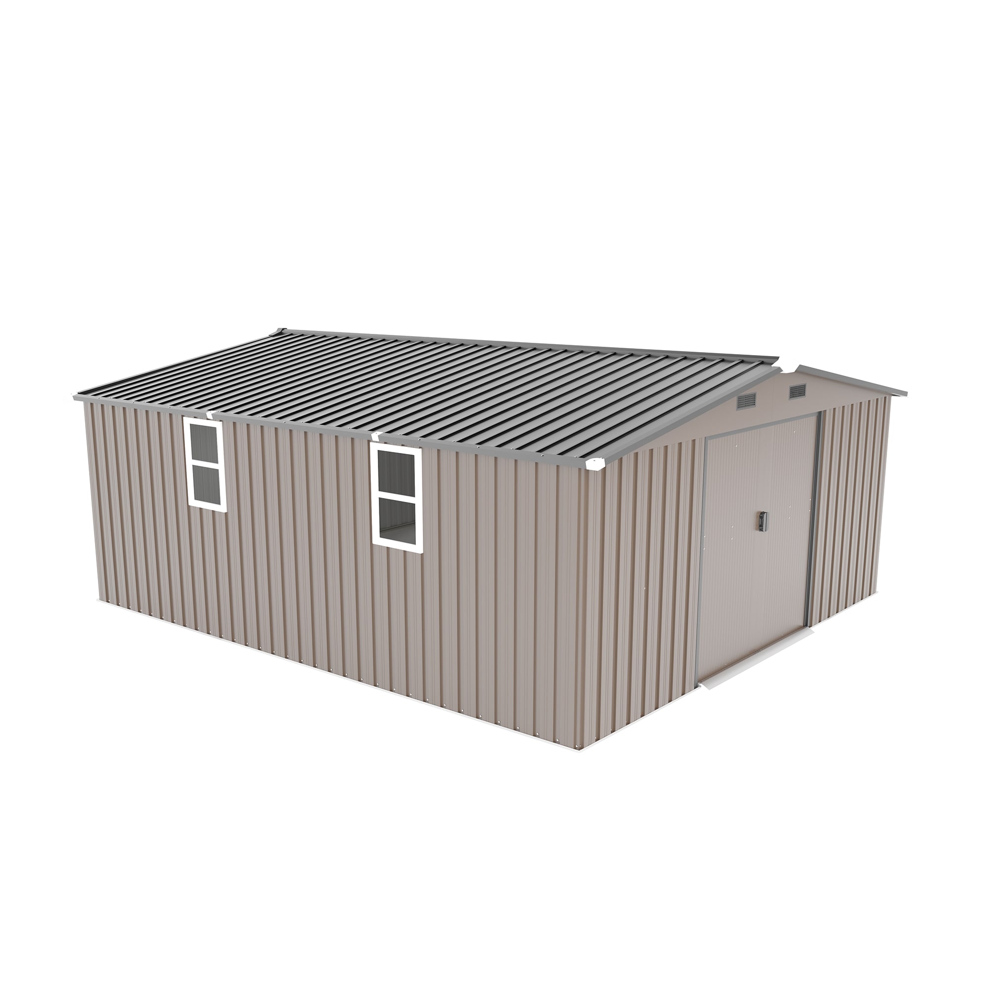 Mondawe MD-W291100005 10-ft x 12-ft Metal Storage Sheds with 2 Windows Galvanized steel Metal Storage Shed