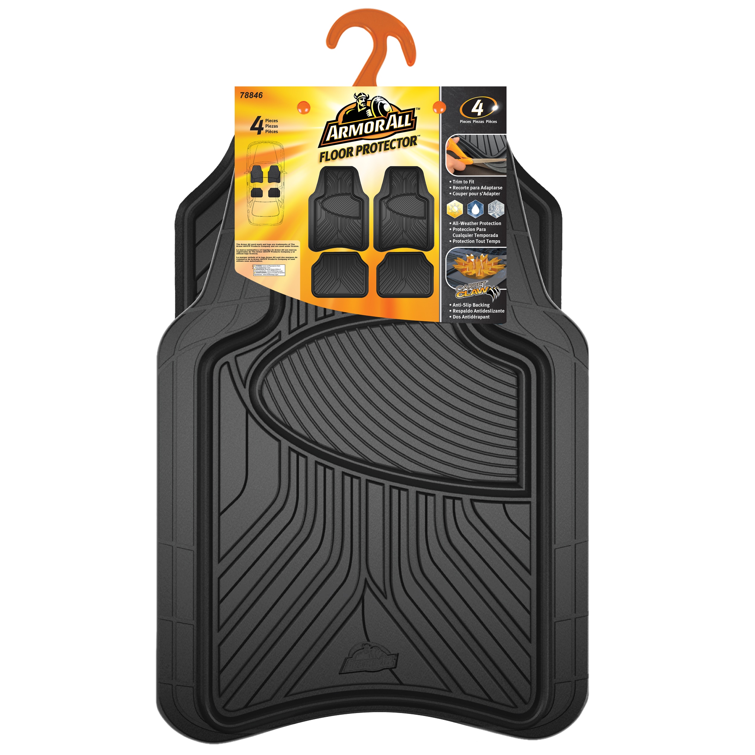2 Pack, All Weather Floor Mats-Universal 4 Piece Car Interior- Rubber Clear  Car