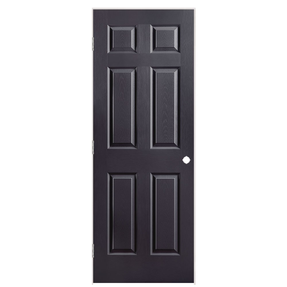 Masonite 1317002 30-in x 80-in Midnight Solid core 6-panel Left hand Textured Prefinished Molded composite Flat Jamb Single Prehung Interior Door