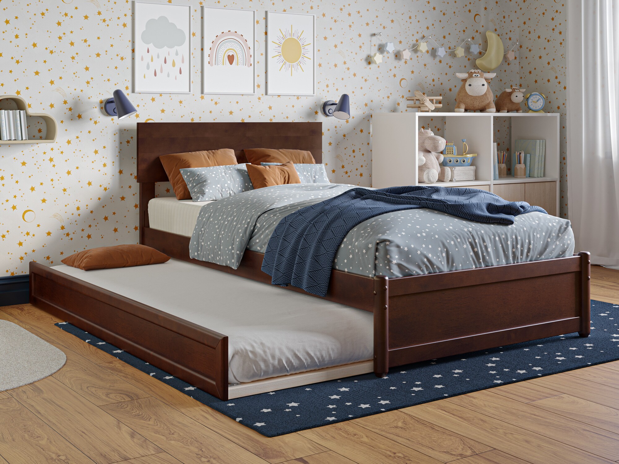 AFI AR8187224 Wesley Walnut Twin Wood Trundle Bed