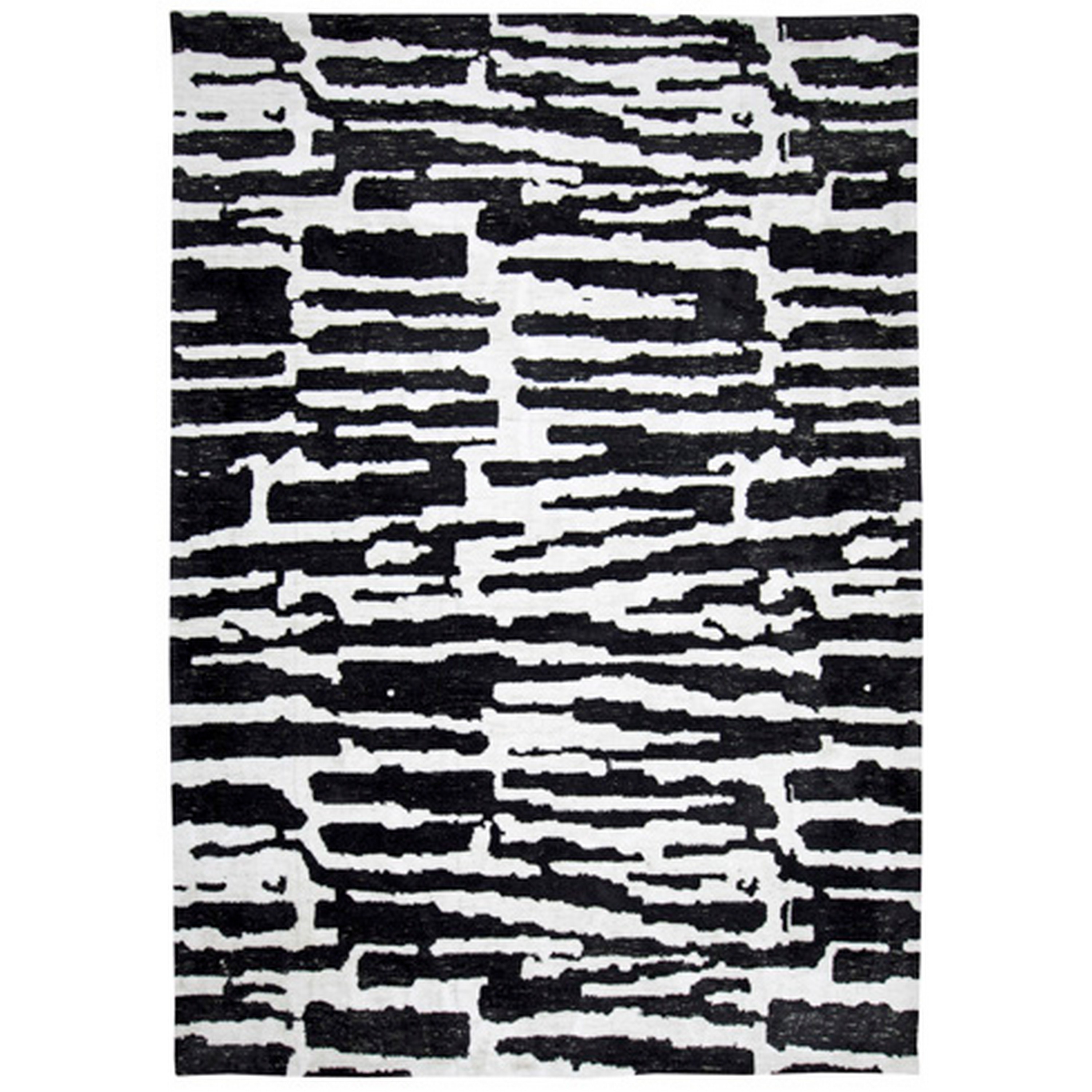 Benzara BM318346 Tufted Cotton/Polyester Black, White Rectangular Indoor/Outdoor Area rug