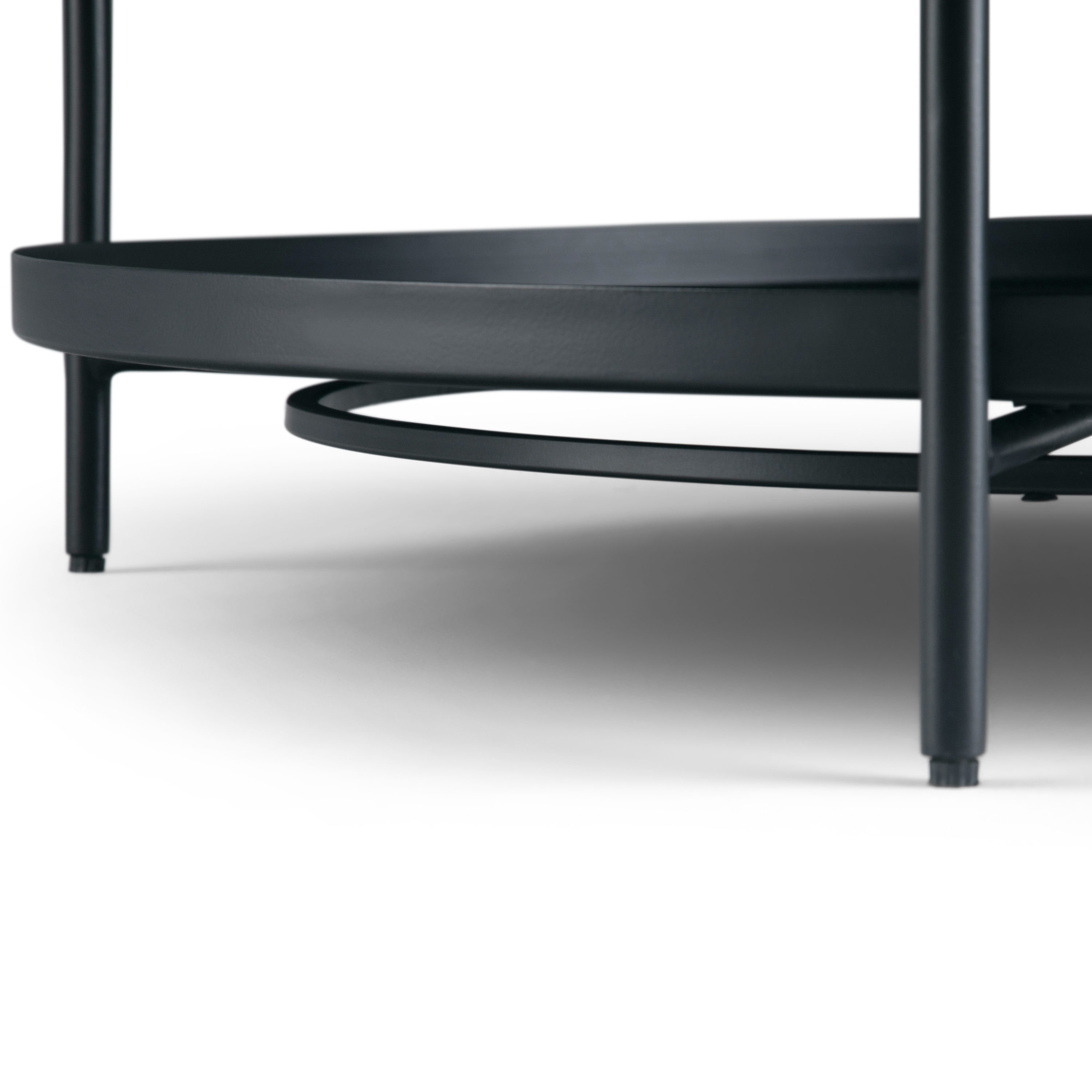 Monet 32" Round Black Metal Coffee Table with Storage