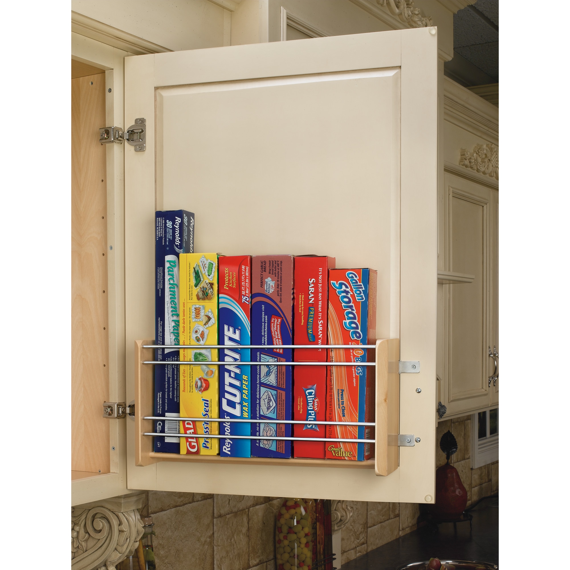 2 Pack Expandable Kitchen Wrap Organizer Rack, Height & Width Adjustable  Aluminum Foil and Plastic Wrap Organizer for Pantry, Cabinet Food Wrap