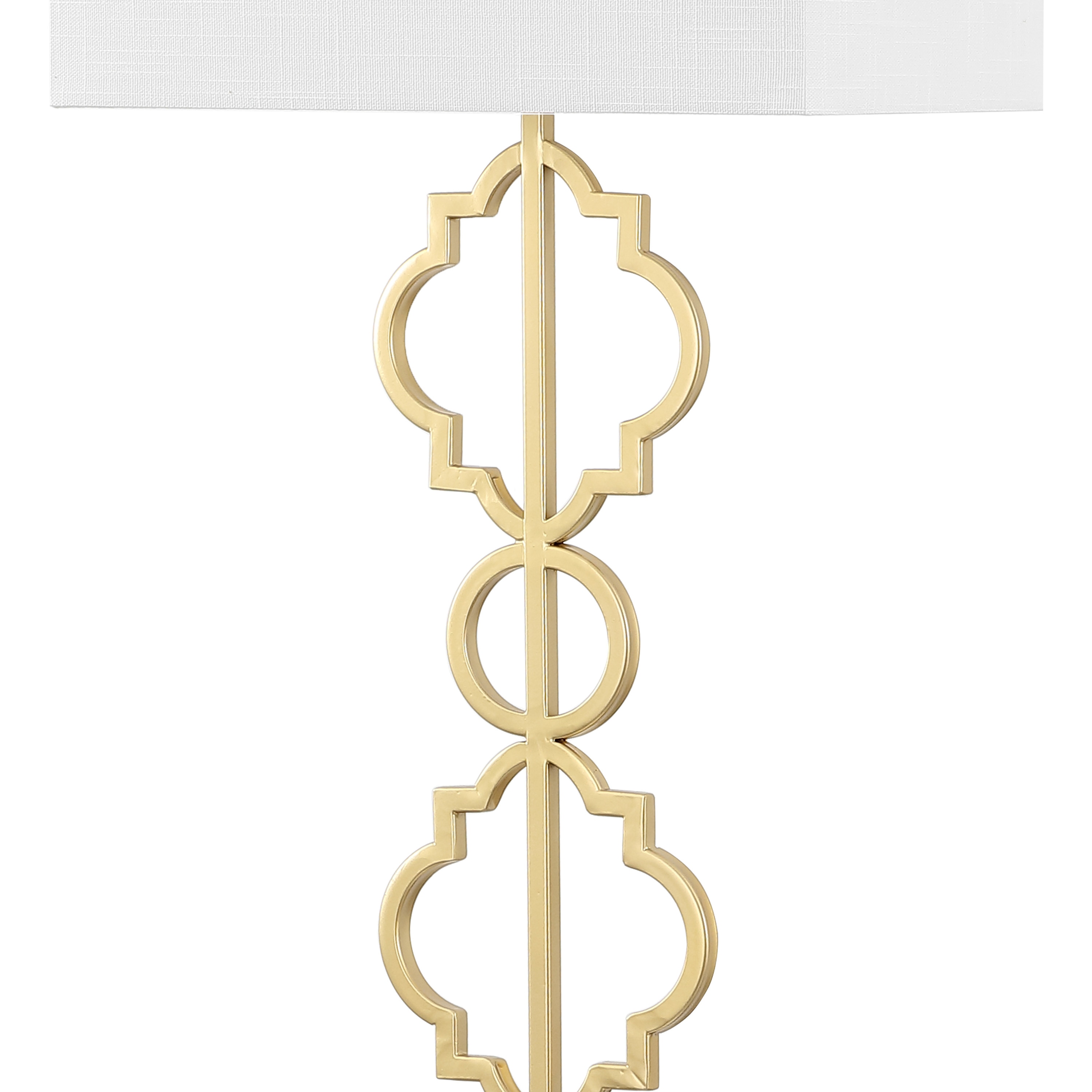 Selina 64.5" Gold Metal LED Floor Lamp with White Linen Shade
