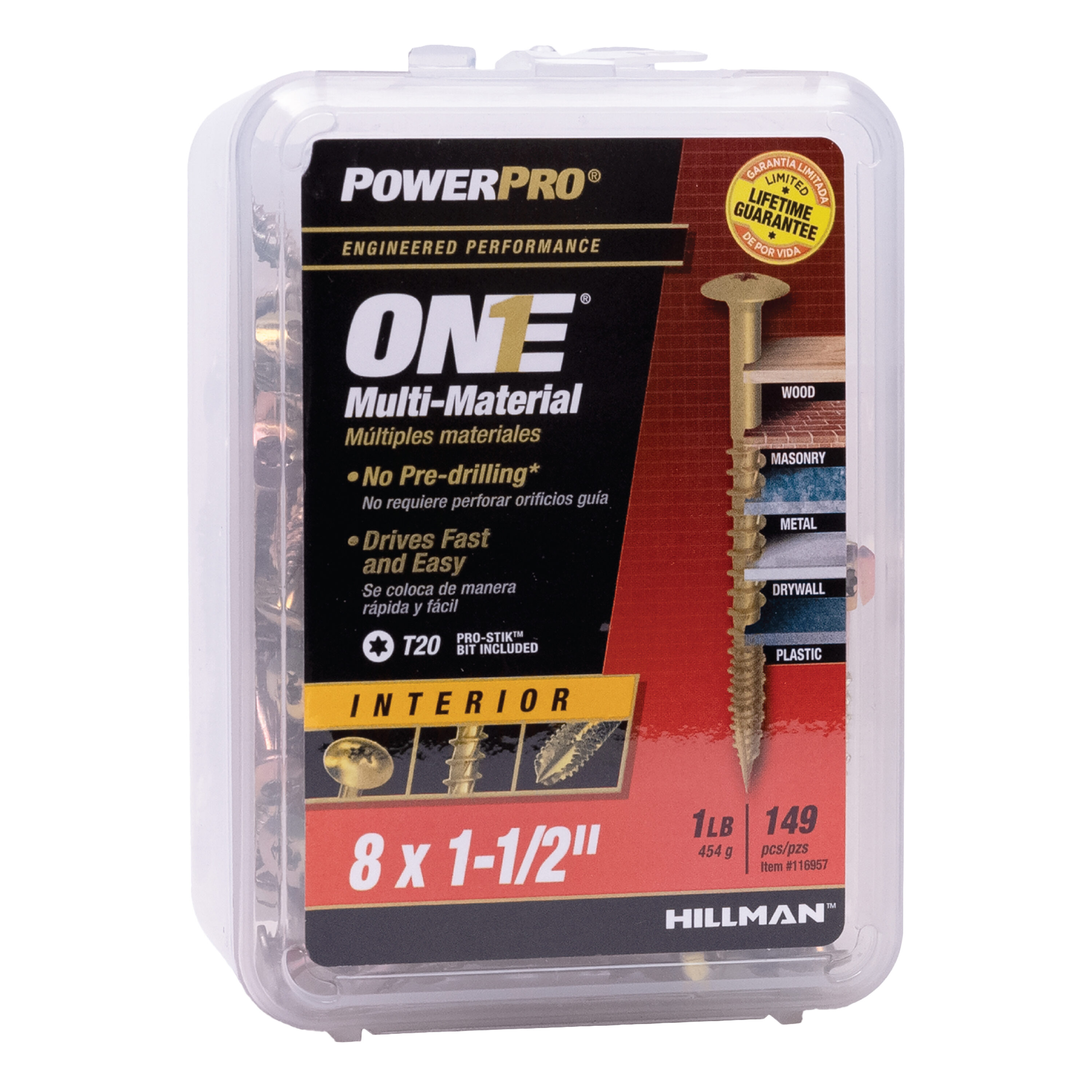 Power Pro 116957 One #8 x 1-1/2-in Yellow zinc Interior Wood screws (
