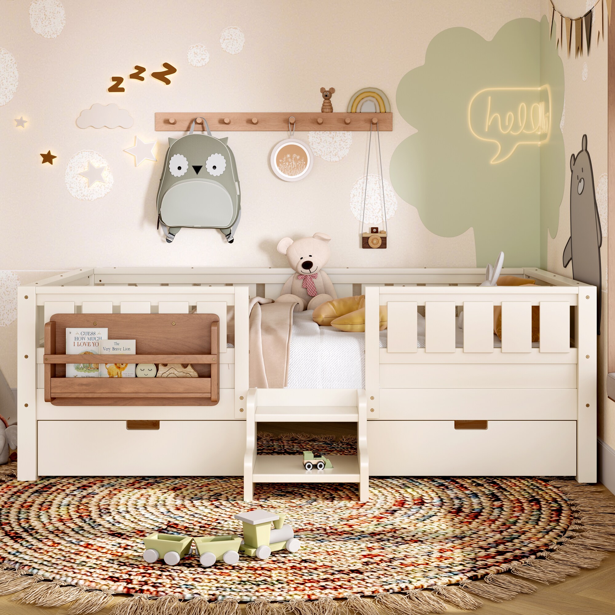 Picture Idea: Luxeyard Twin With Built In Bookshelves And Storage Drawers Safety