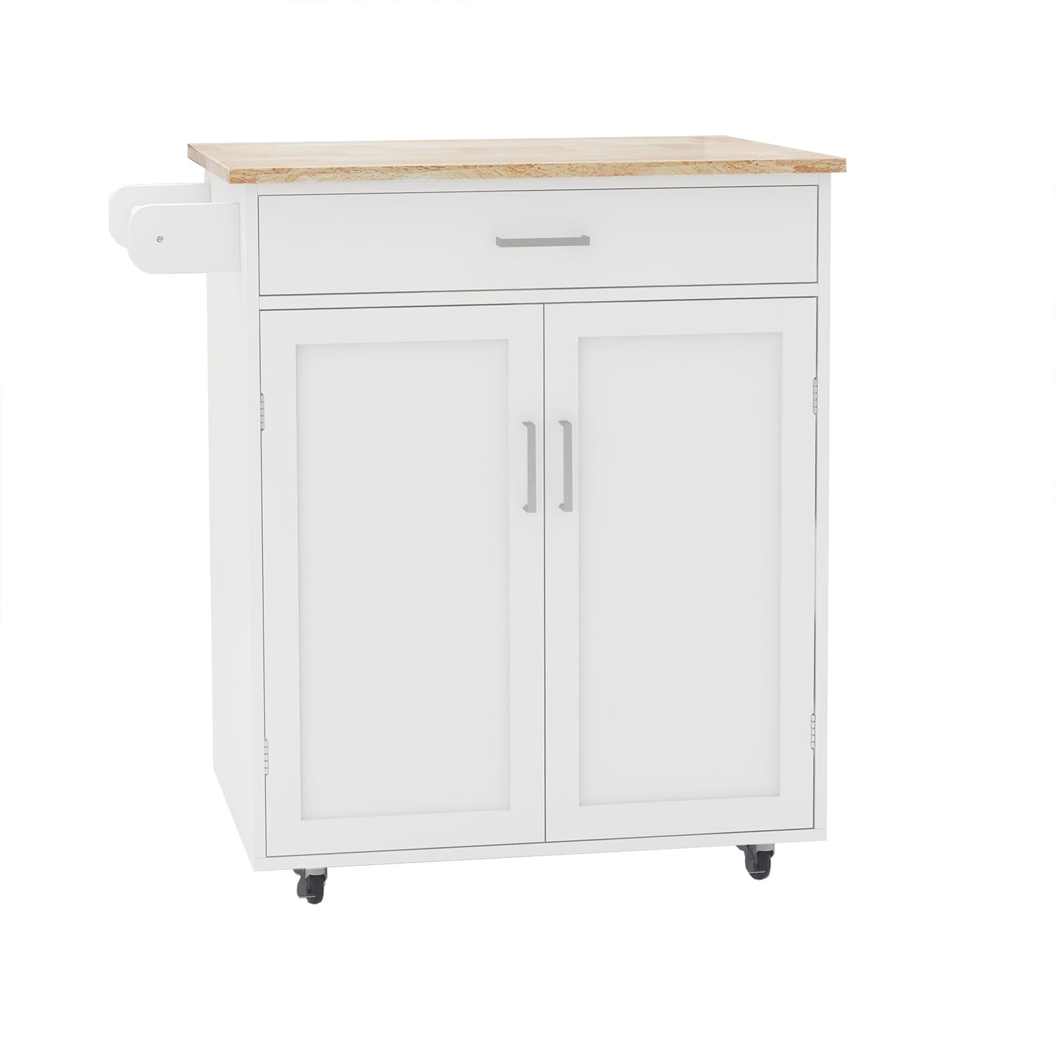 BABOOM White Mdf Base with Wood Top Rolling Kitchen Island (17.71-in x 32.87-in x 36.02-in)