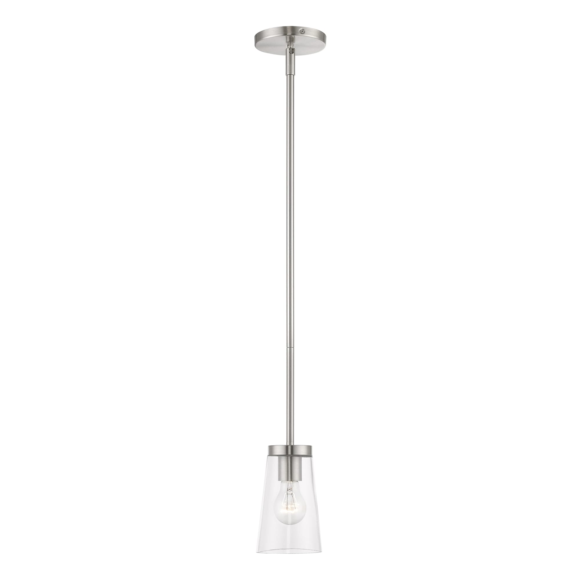 Brushed Nickel Mini Pendant with Clear Glass Shade