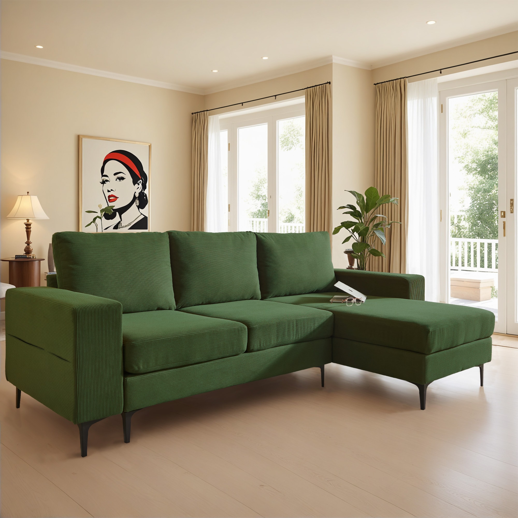 Caodoc L5-COCOR660-2 98-in Modern Dark green Reclining Sofa