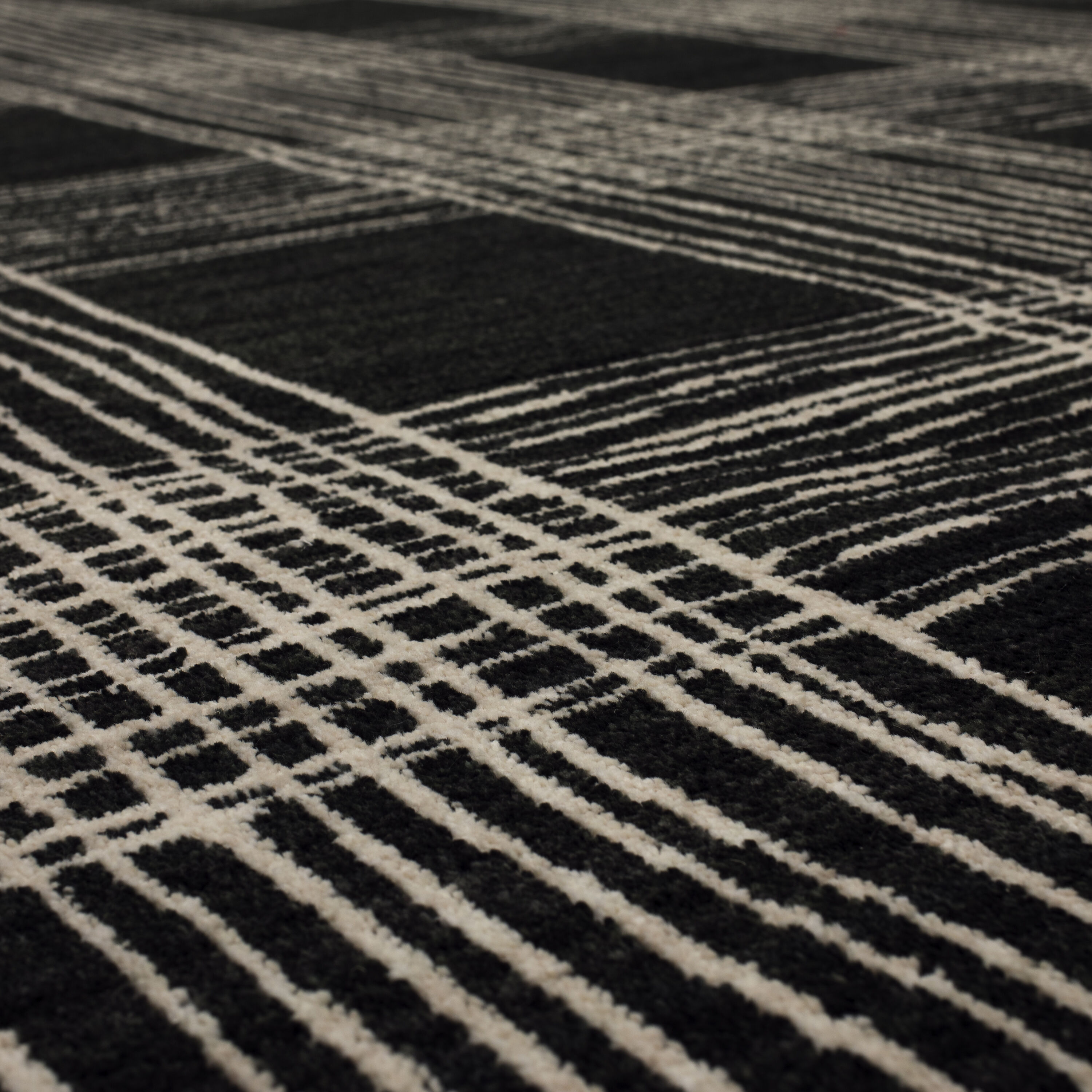 Modern Abstract Black Geometric Synthetic Area Rug