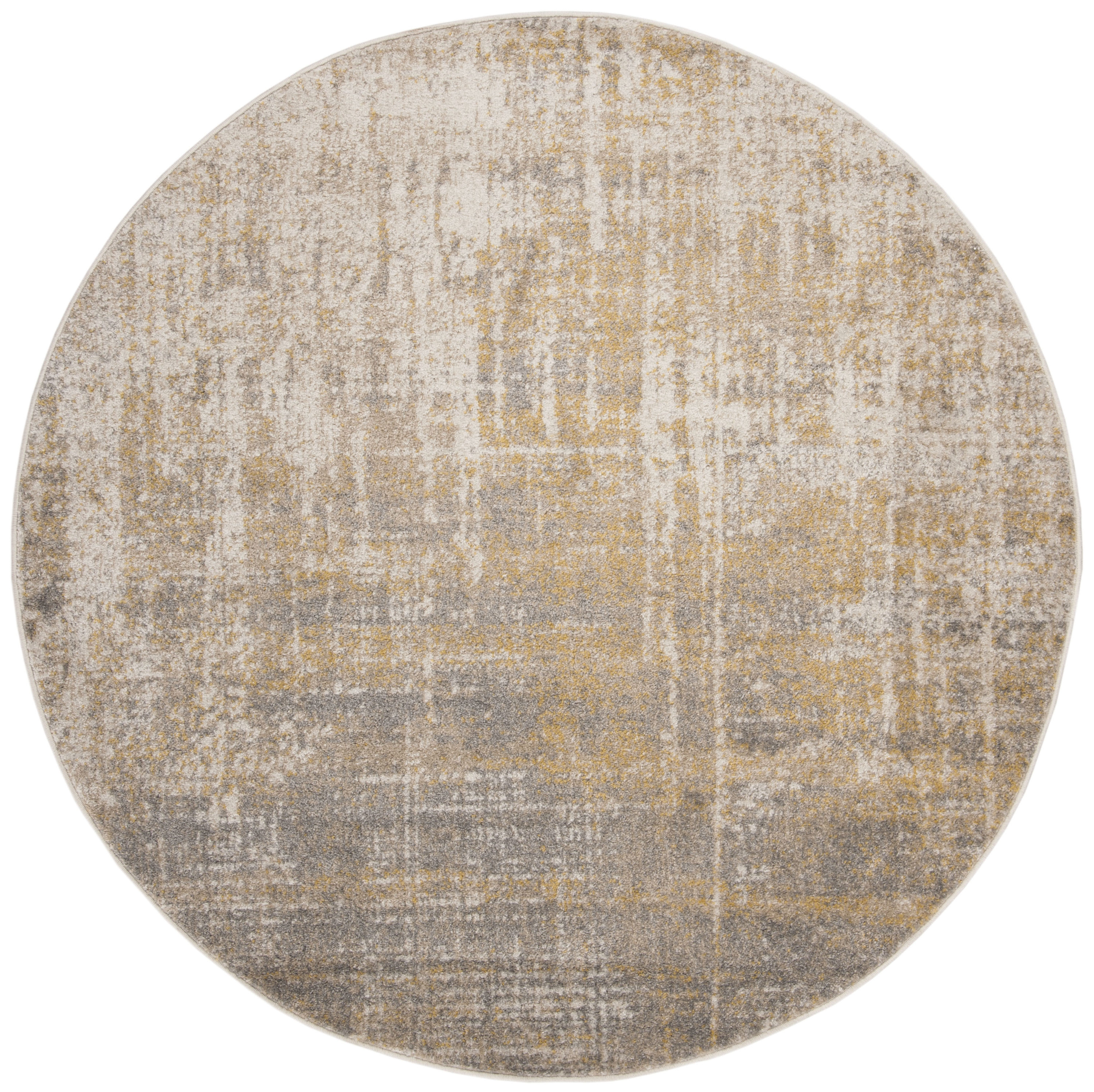 Safavieh ADR207A-6R Adirondack Sansa 6 x 6 (ft) Loomed Polypropylene Creme/Gold Round Indoor Distressed/Overdyed Bohemian/Eclectic Area rug
