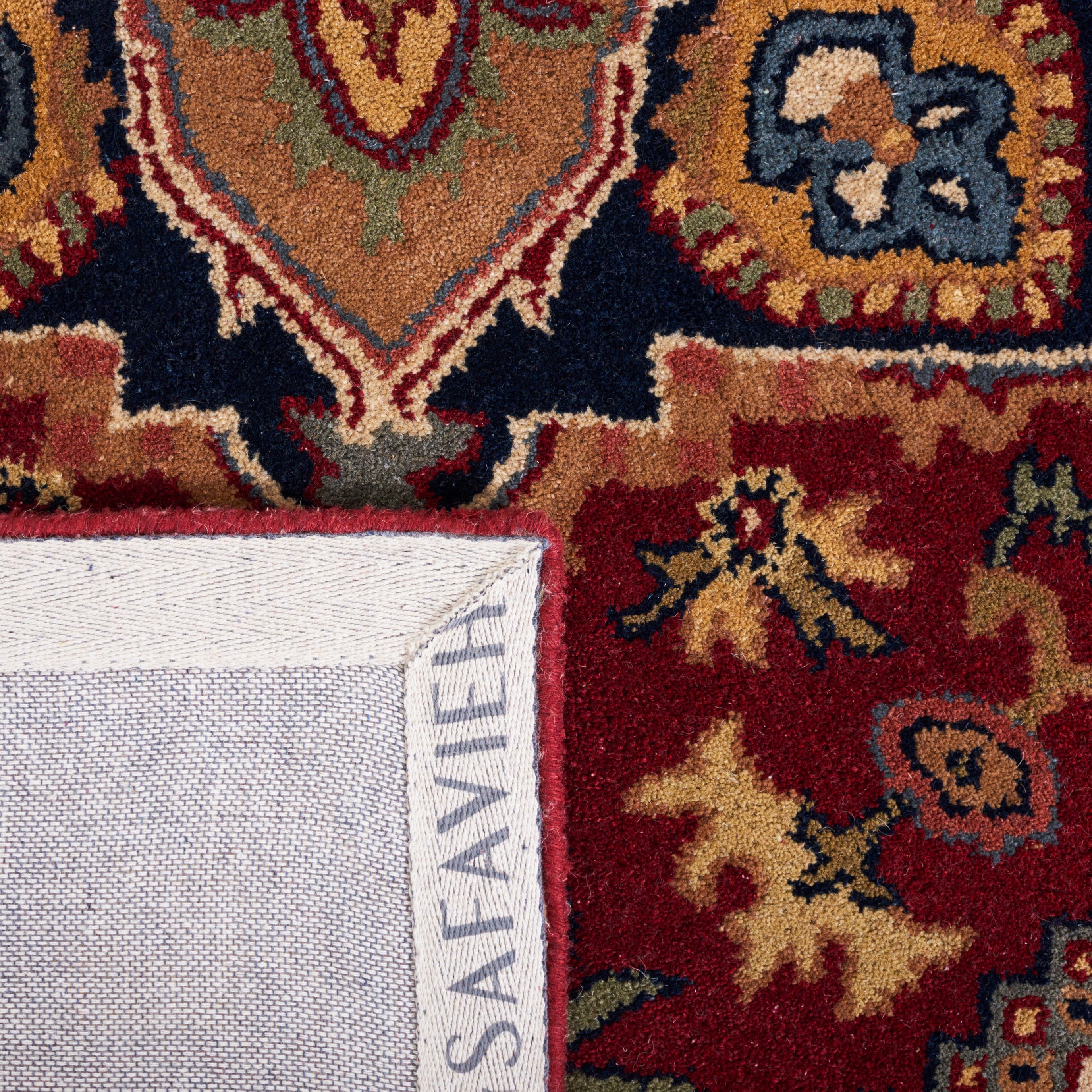 Elegant Heritage Square Red Wool 6' Tufted Area Rug