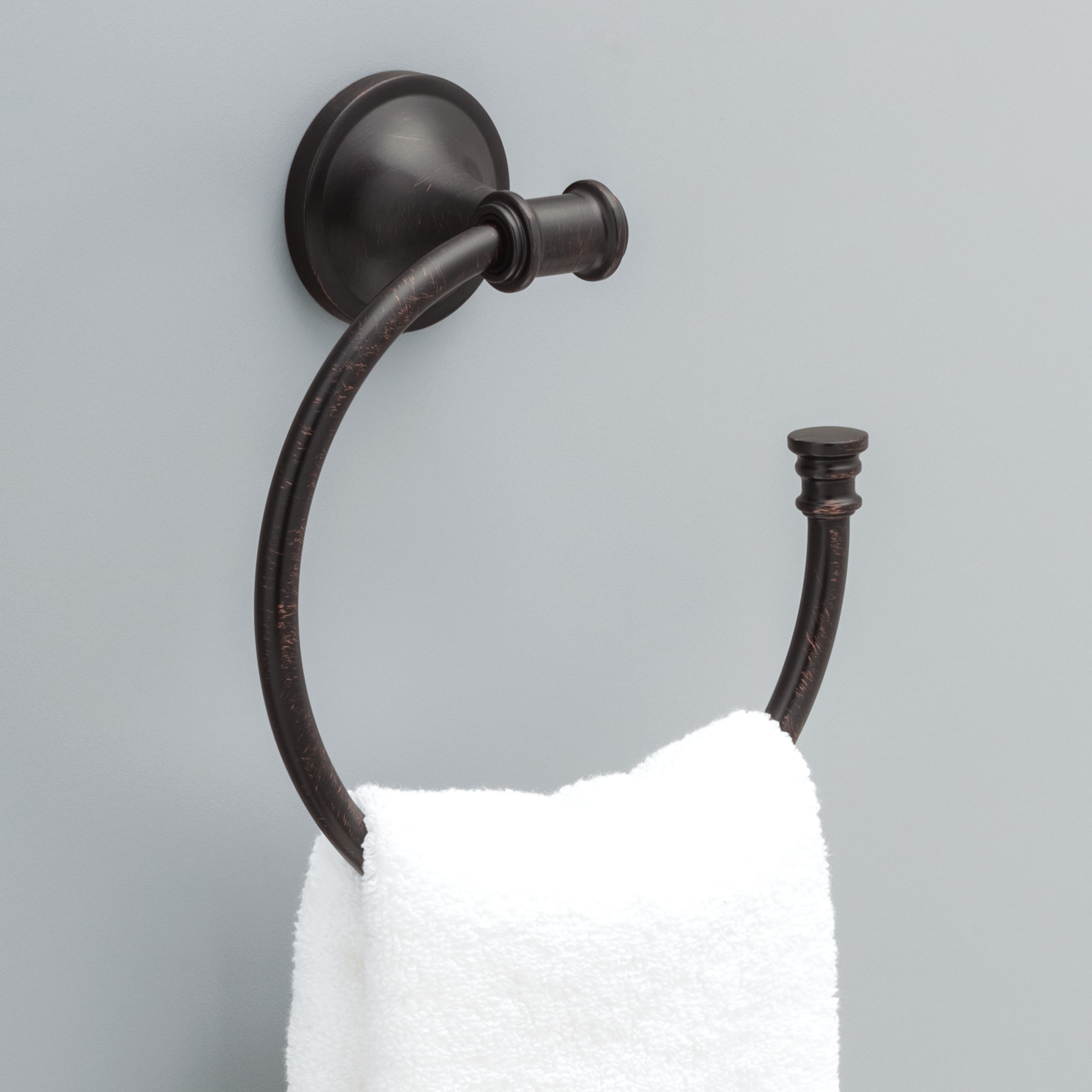 Delta Flynn Oil Rubbed Bronze Wall Mount Single Towel Ring in the Towel  Rings department at