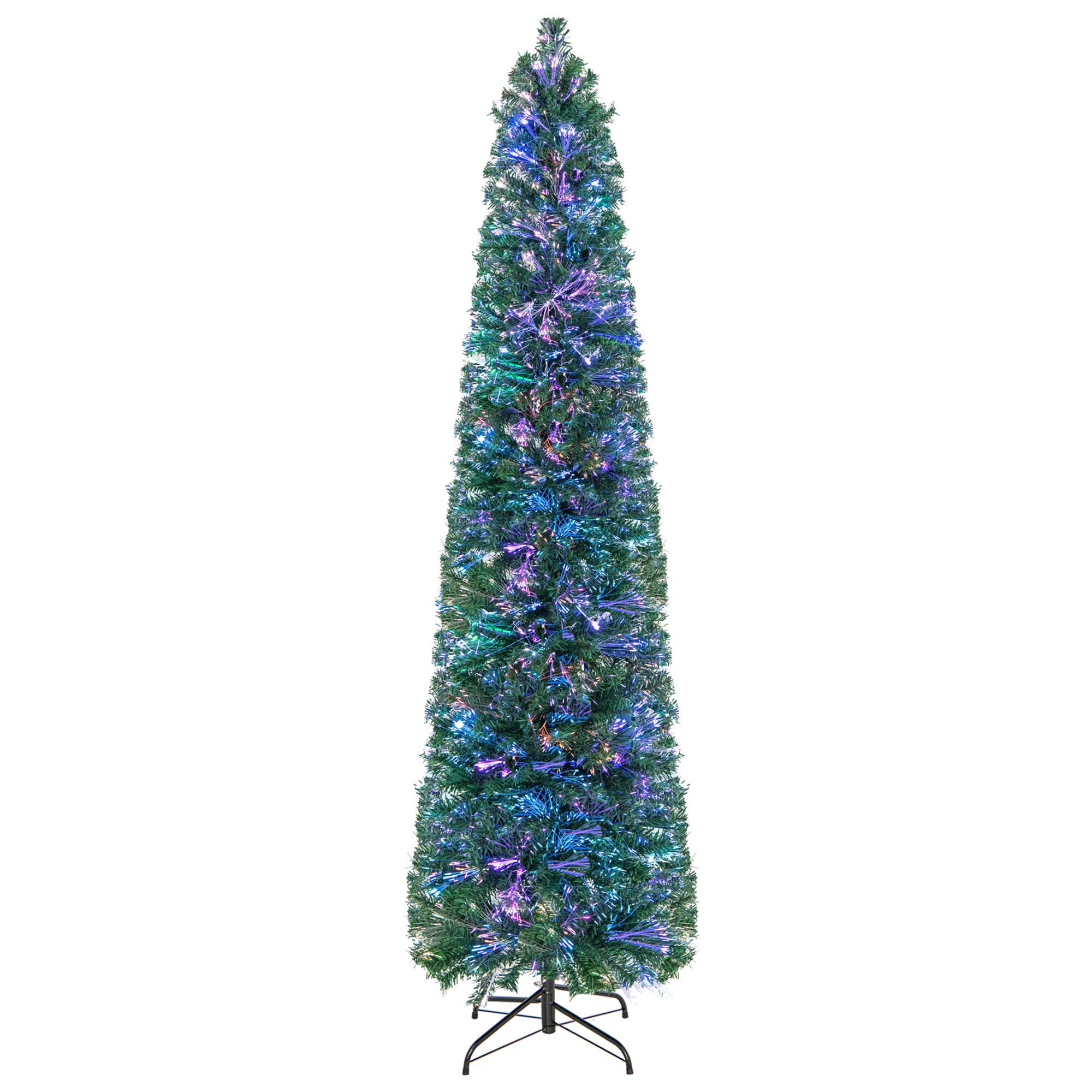 Costway LWS00703 7-ft Pre-lit Pencil Artificial Christmas Tree with Multicolor Lights