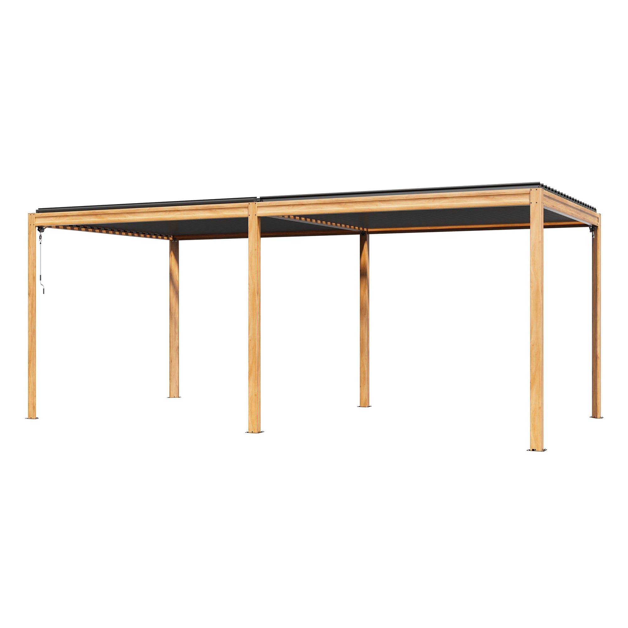Mondawe MD-LGMF1632A 10-ft W x 20-ft L x 7-ft 8-in H Wood-looking Metal Freestanding Pergola with Canopy