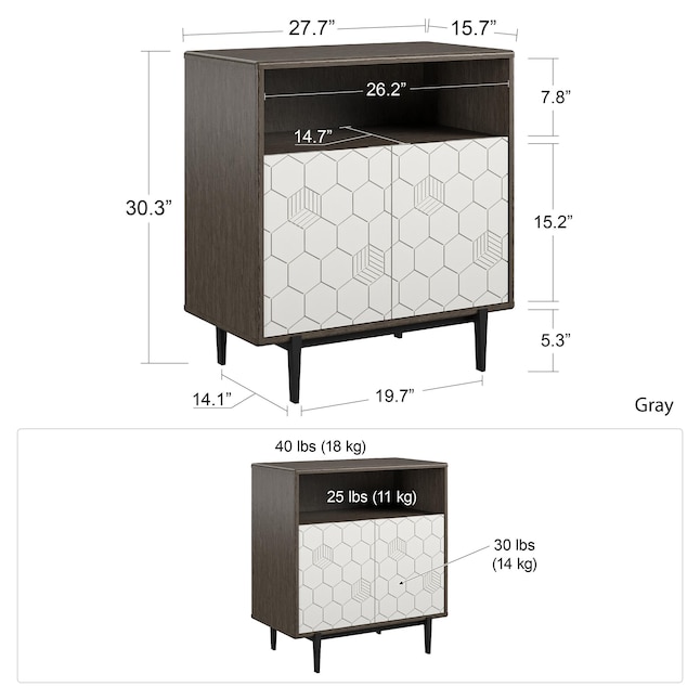 Ameriwood Home Olivia Contemporary/Modern Gray Metal Curio Cabinet in ...