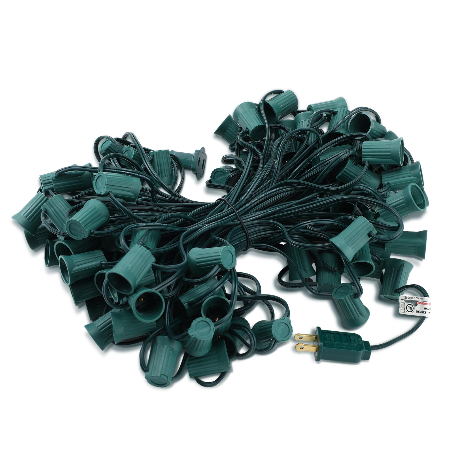 Justincity  100 ft C9 E17 Outdoor String Light Cord Wire Spool Green Heavy Duty Weather Resistant durable home and garden accessory designed for