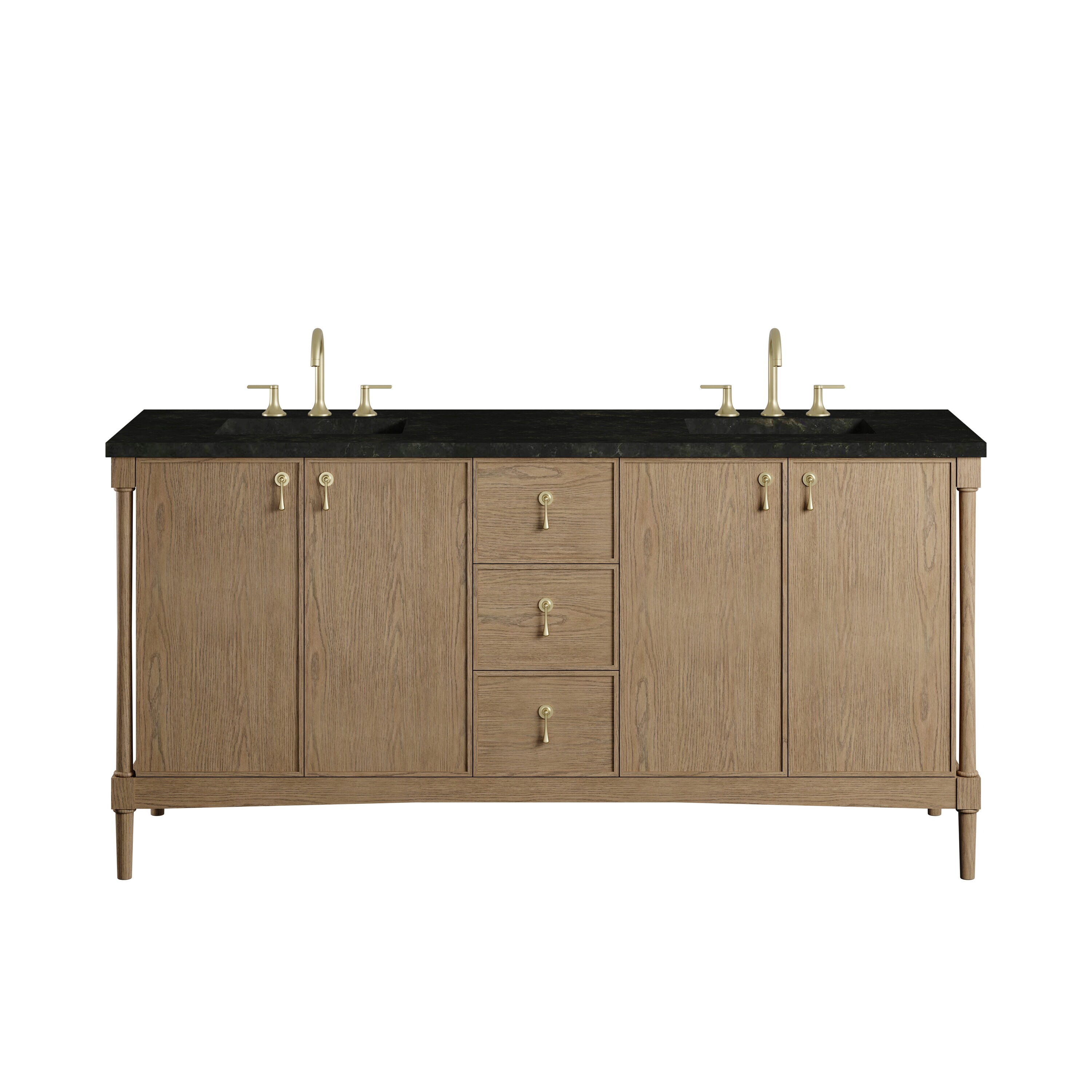 James Martin Vanities - Kinnsden 72-in Weathered Oak Undermount Double Sink Bathroom Vanity with ...