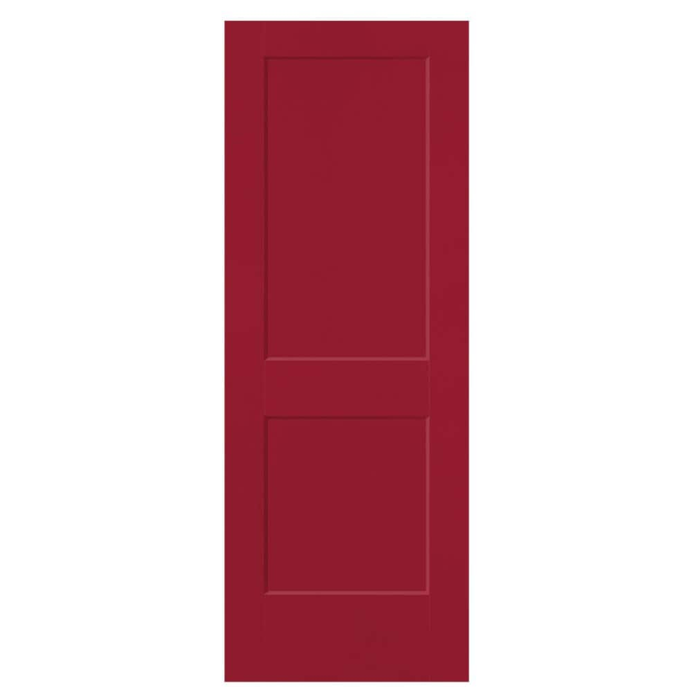 Masonite Logan 24-in X 80-in Barn Red 2-panel Square Solid Core ...