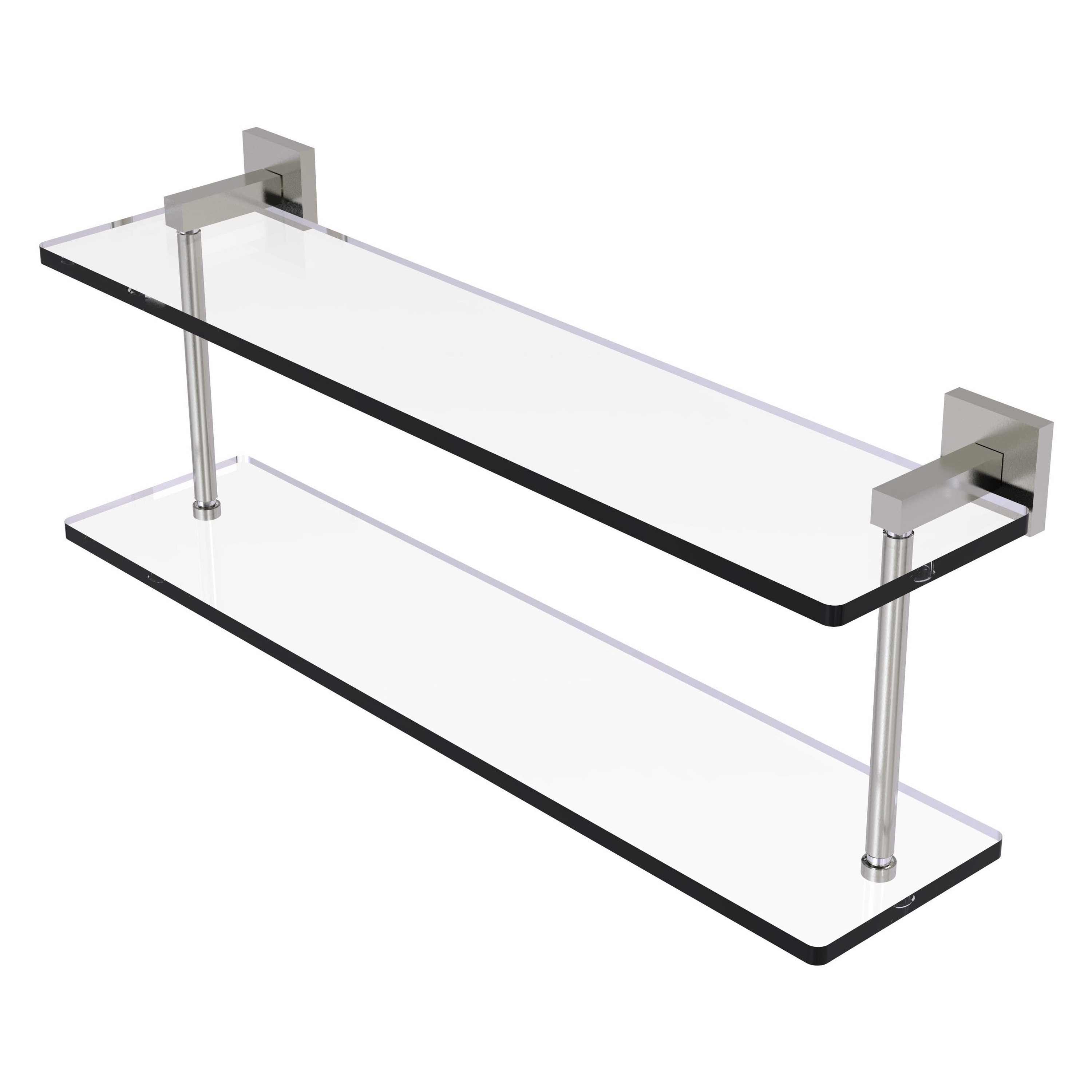 Allied Brass MT-2-22-SN Montero Satin Nickel 2 -Tier Wall mount Bathroom Shelf ( 22-in x 8.3-in x 5-in )